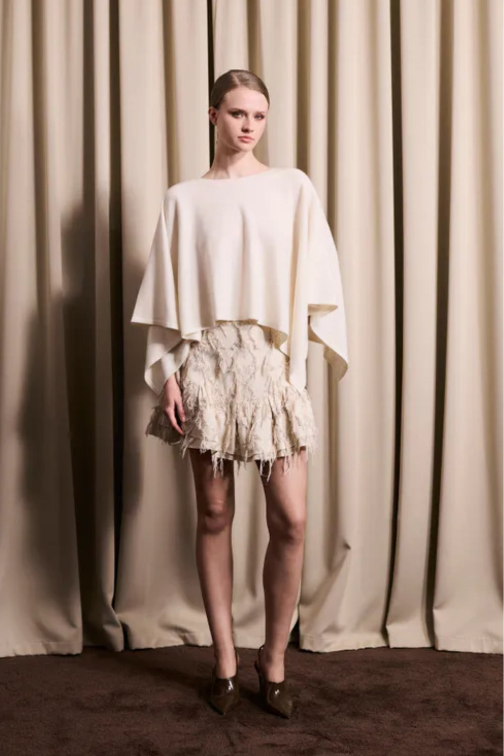 Enzo Merino Poncho Ivory White