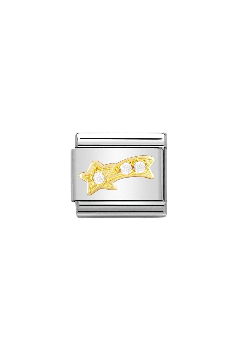 18K Gold & CZ White Shooting Star