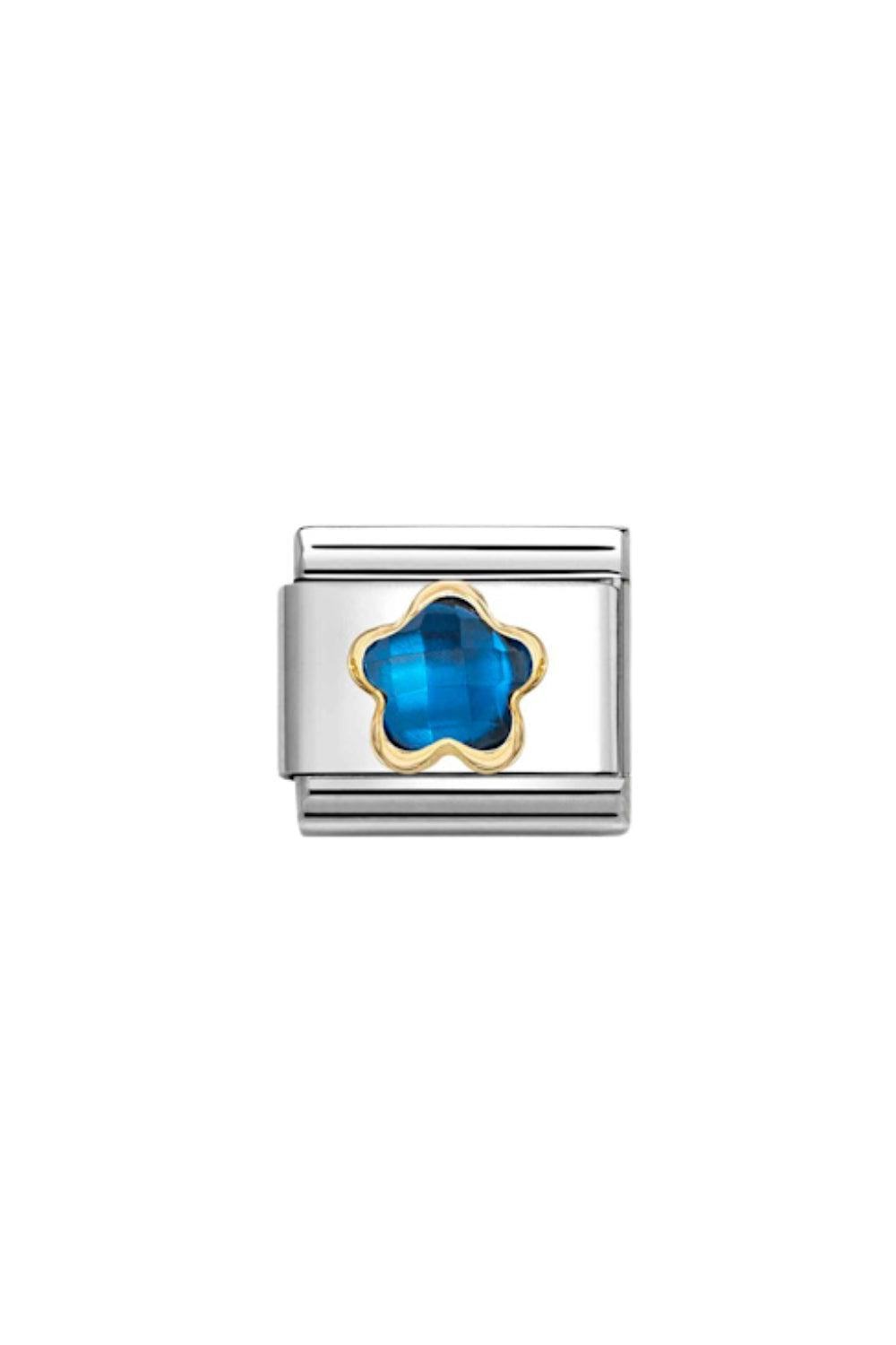 18k Faceted Flower Gold & Blue