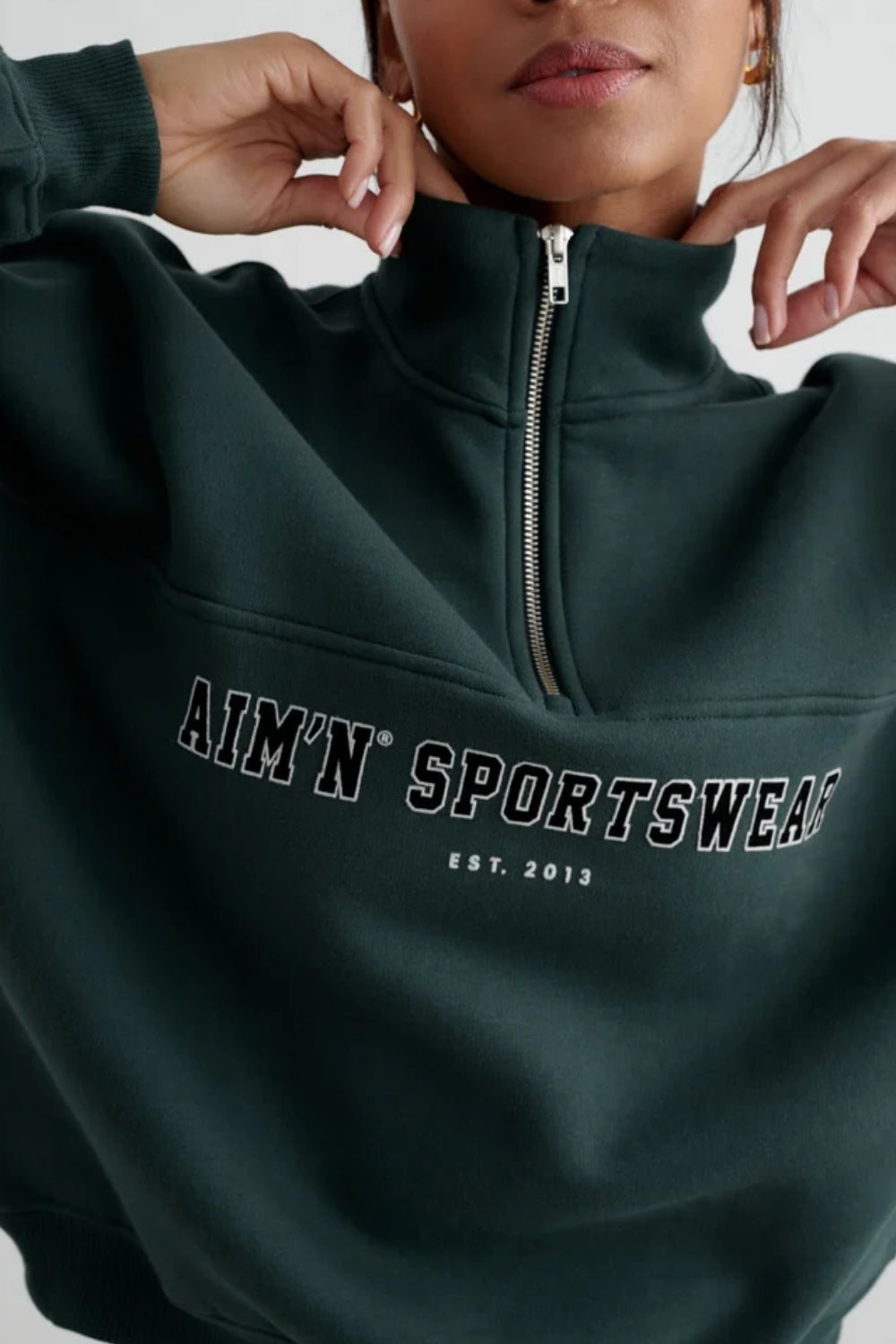 Varsity Sweat Half Zip Deep Emerald