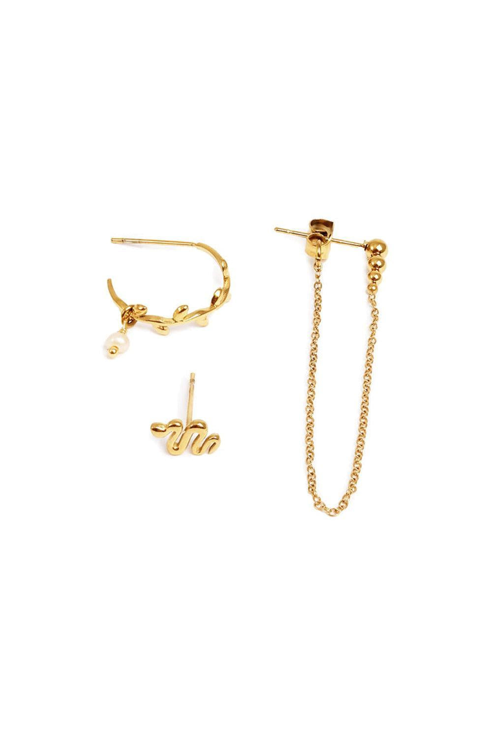 3-Pack Gold Earring