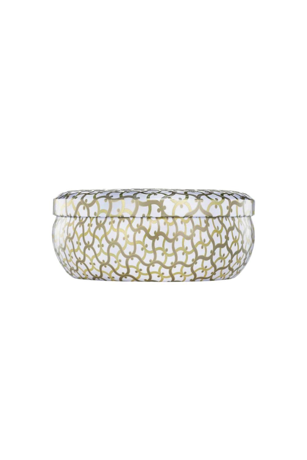 3 Wick Tin Candle Suede Blanc 340g