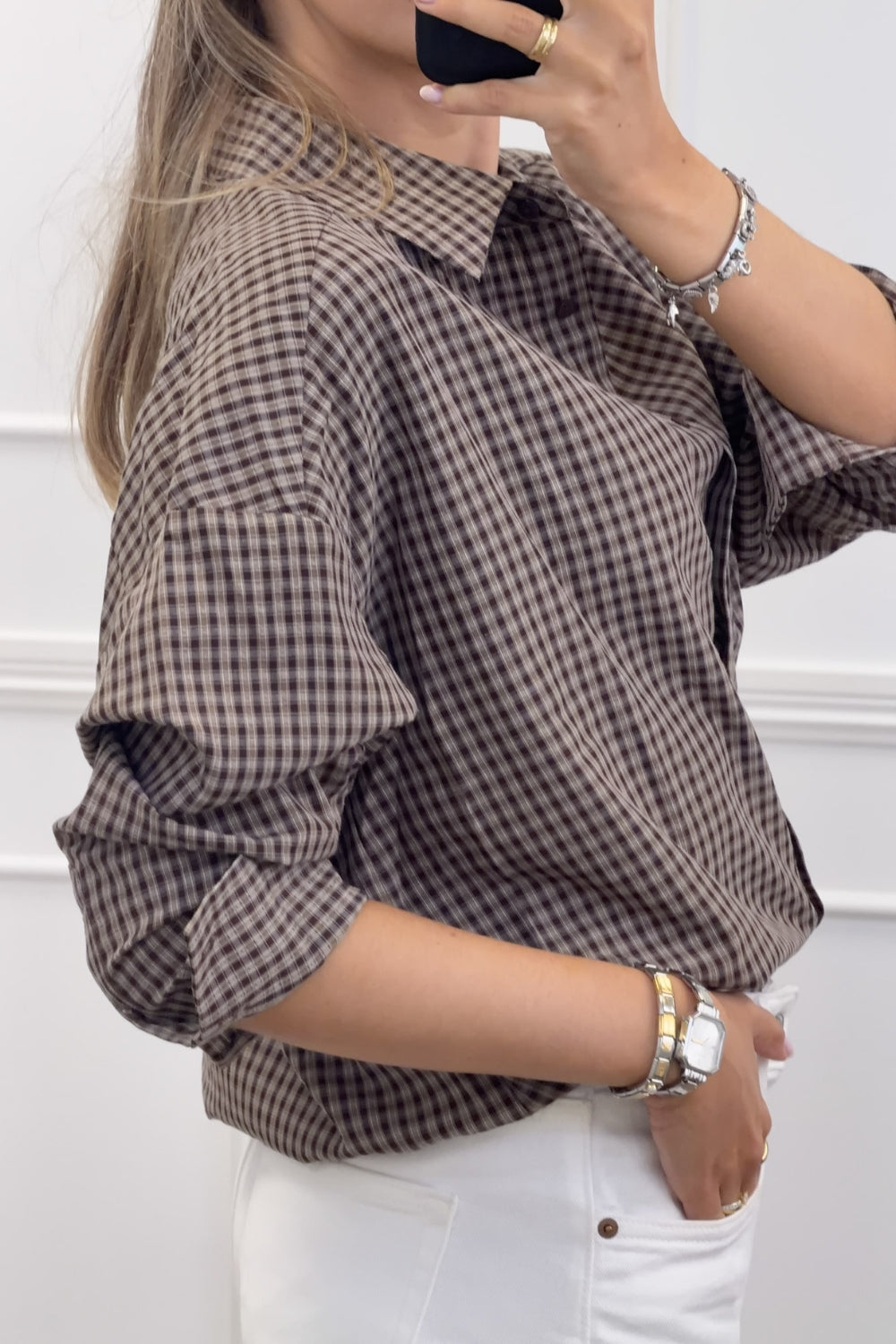 Sonja Check Shirt Dark Brown