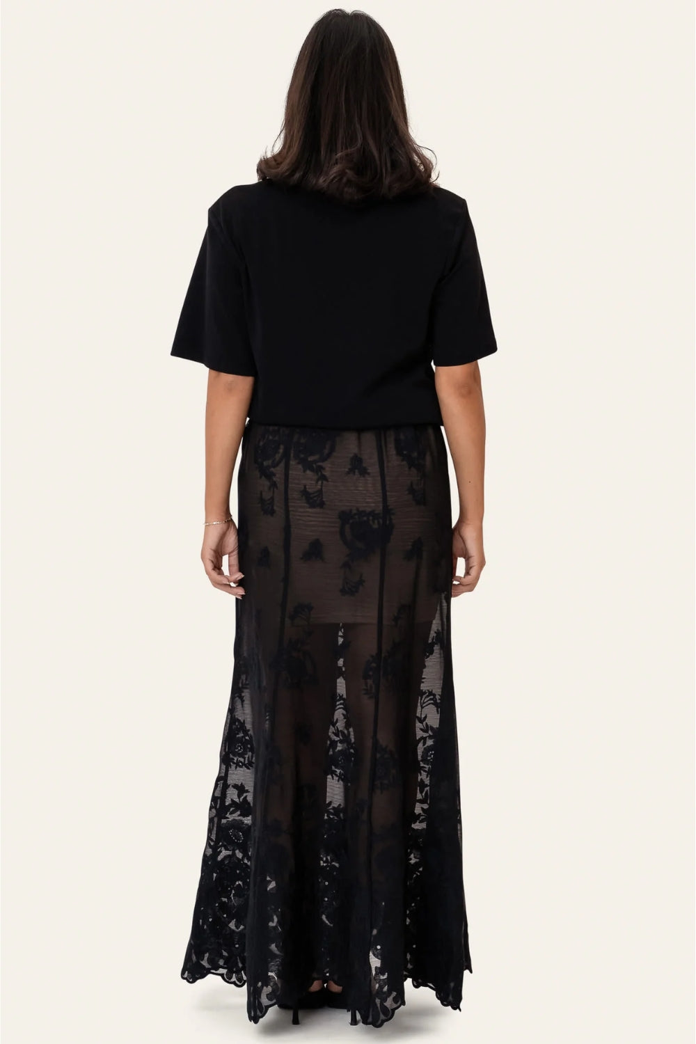 EllinorIC Lace Maxi Skirt Vintage Black
