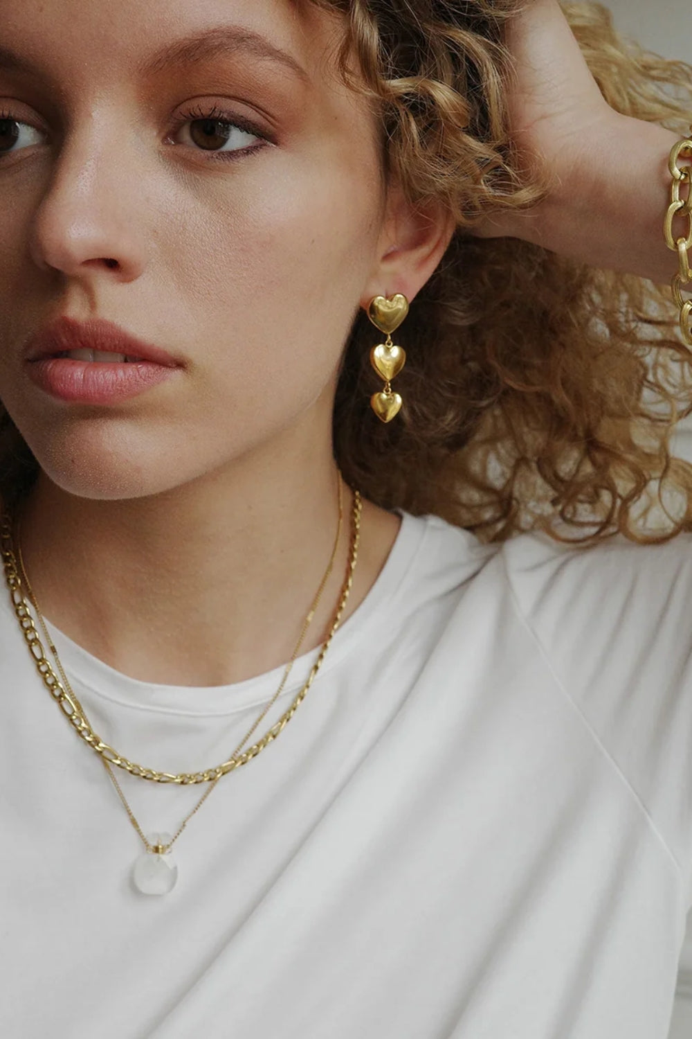 Tripple Heart Stud Earrings