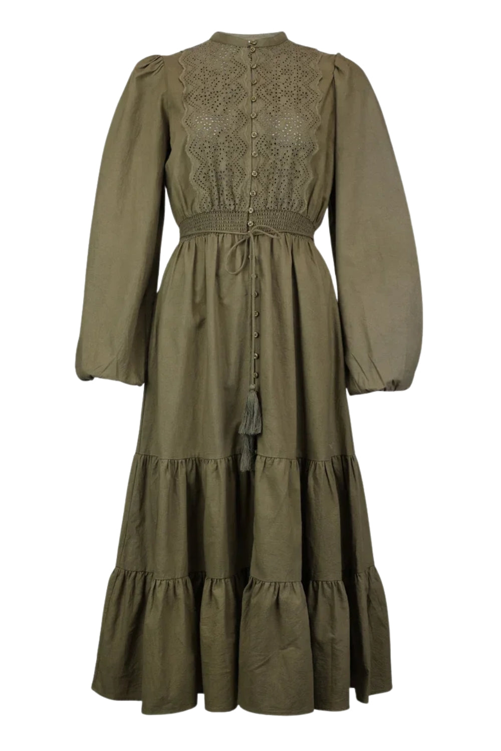 Winter Cotton Shift Dress Olive