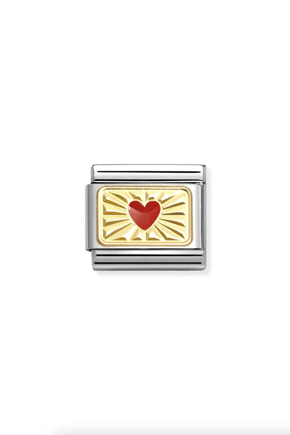 Plates 18k Gold & enamel diamond Red heart Etched detail