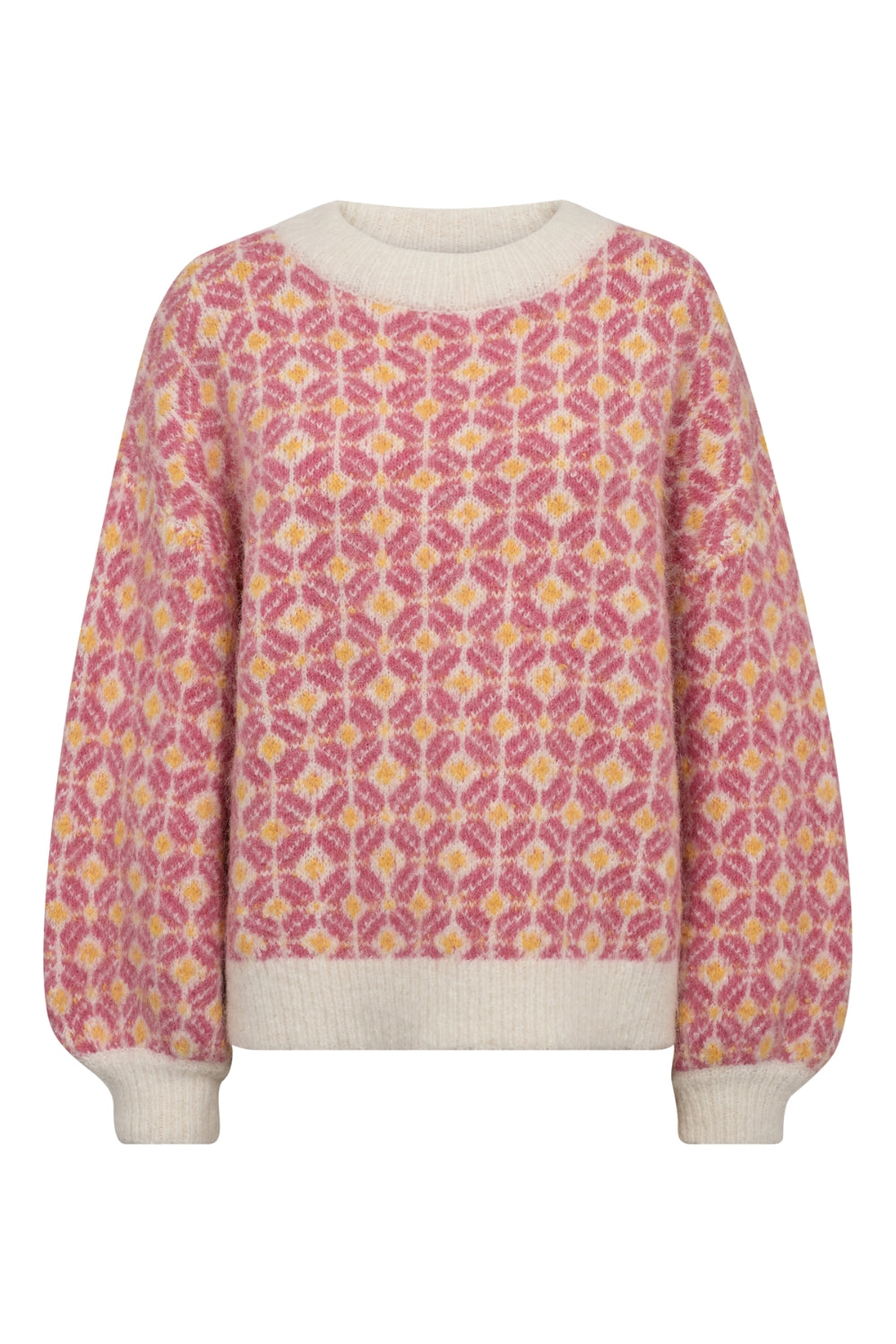 Stavanger Knit Pullover Off-White/Pink