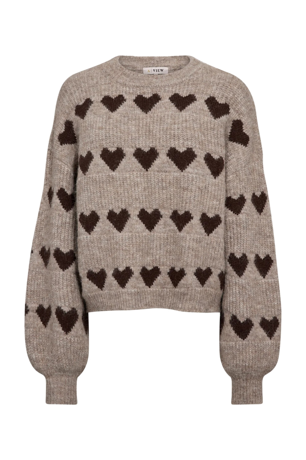 Heart Knit Pullover Sand/Brown