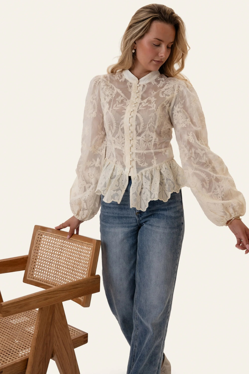 MabelIC Shirt White Vintage Off White Lace