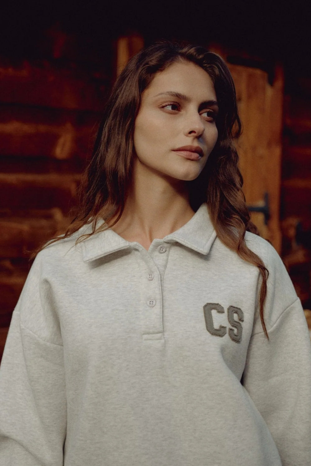 W. CS Rugby Shirt Grey Melange w. Khaki
