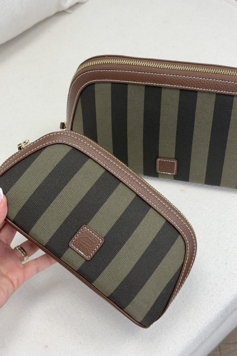 Cosmetic Pouch Small Green Stripe