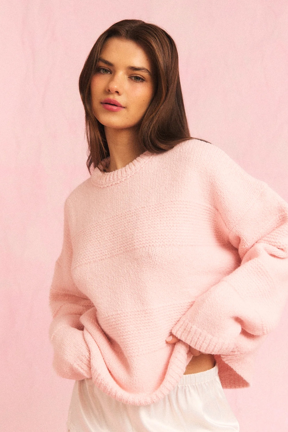 Chunky strikkegenser Rosa