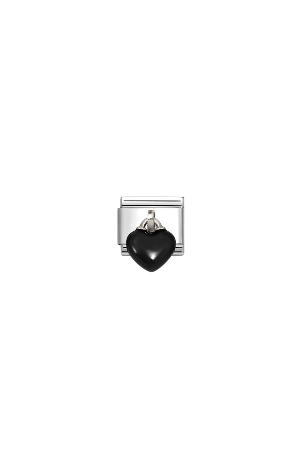 3D Charms Stainless Steel & 925 Sterling Silver Black Heart