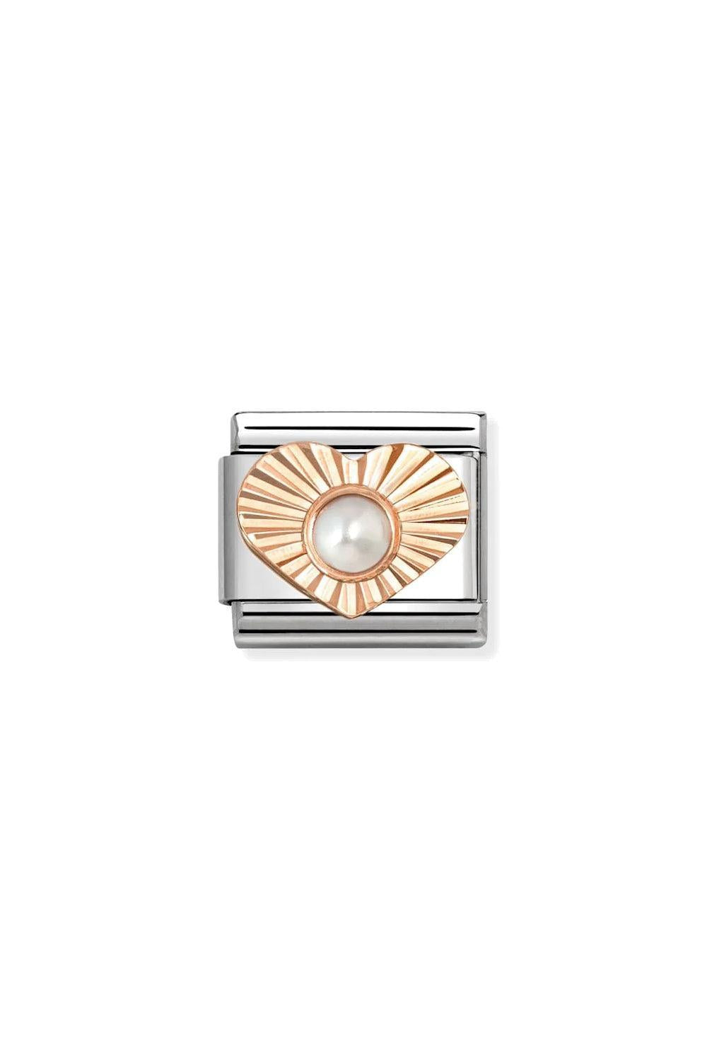 9K ROsClassic Diamond Heart Stones 9k Rose gold White Pearl