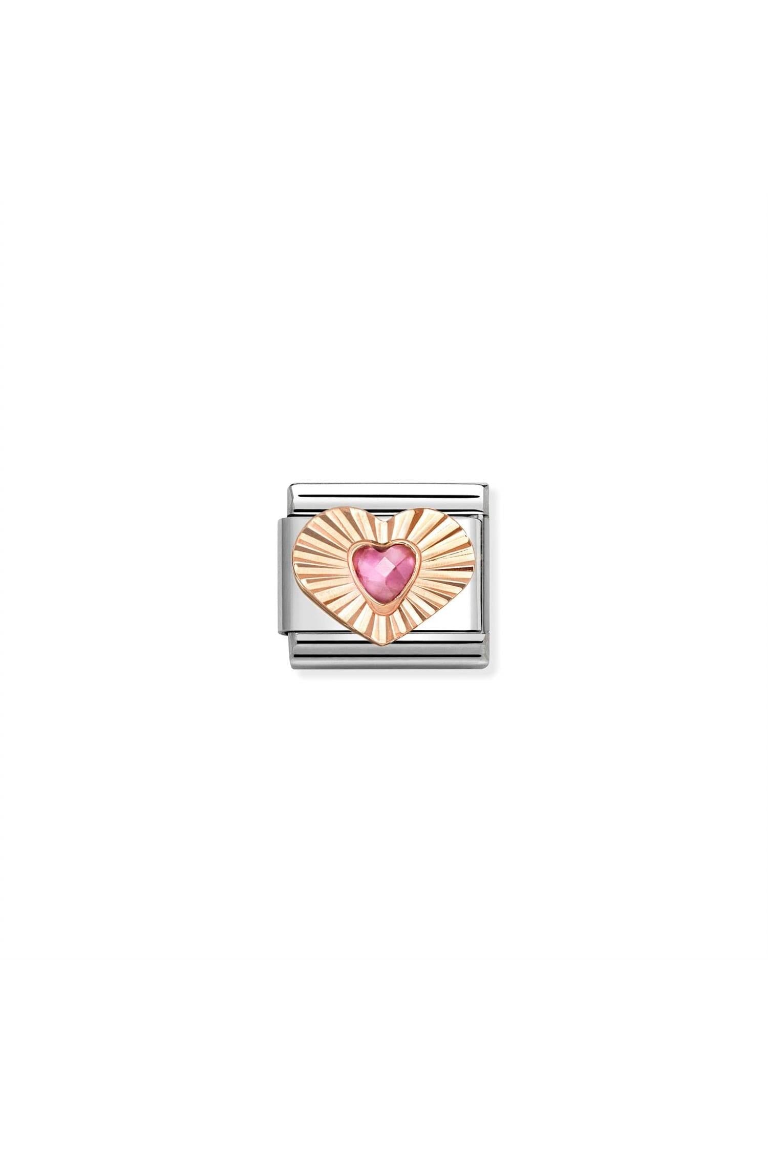 9K Rose Gold Heart Pink Stonel