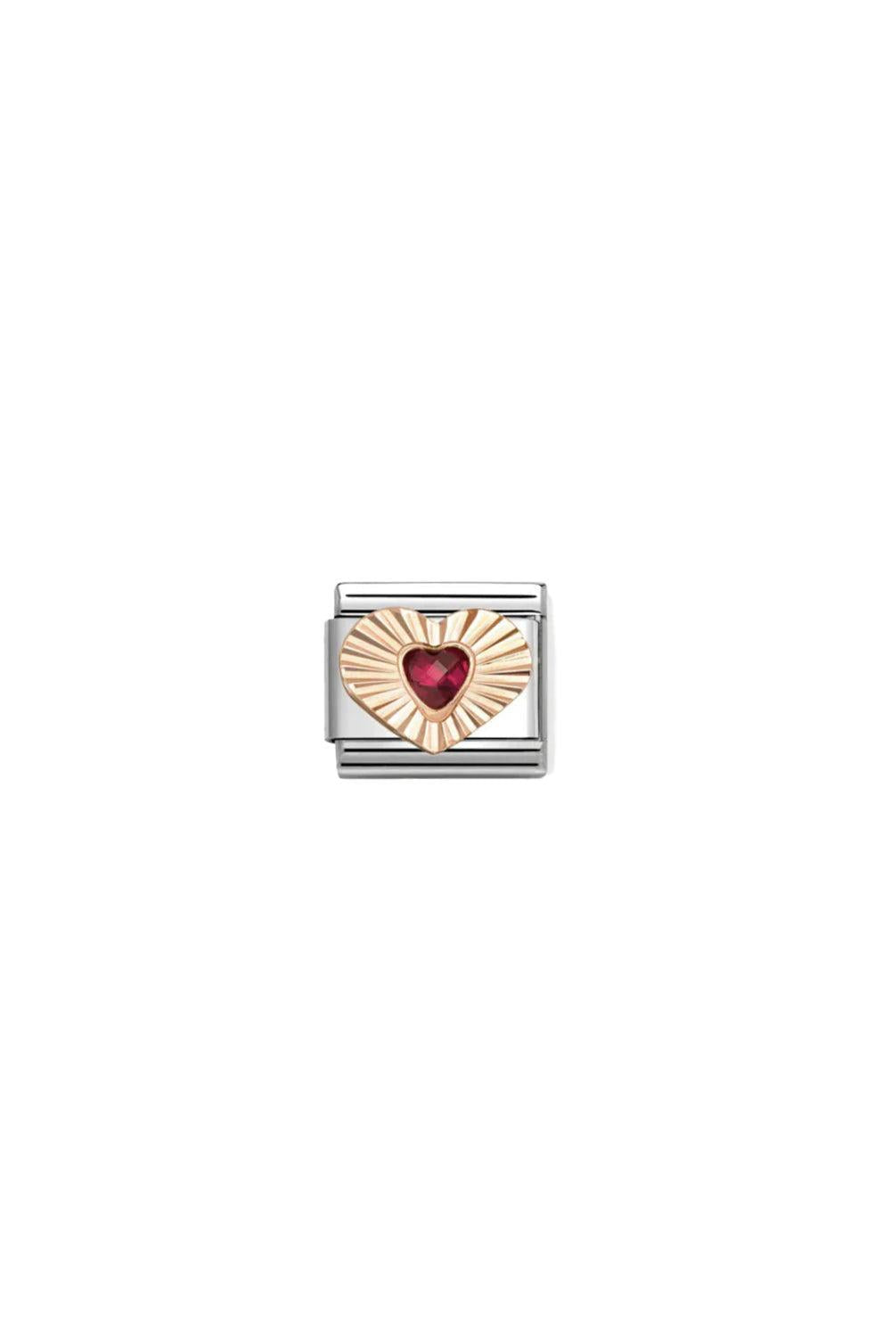 9k Rose gold Heart with Red Heart