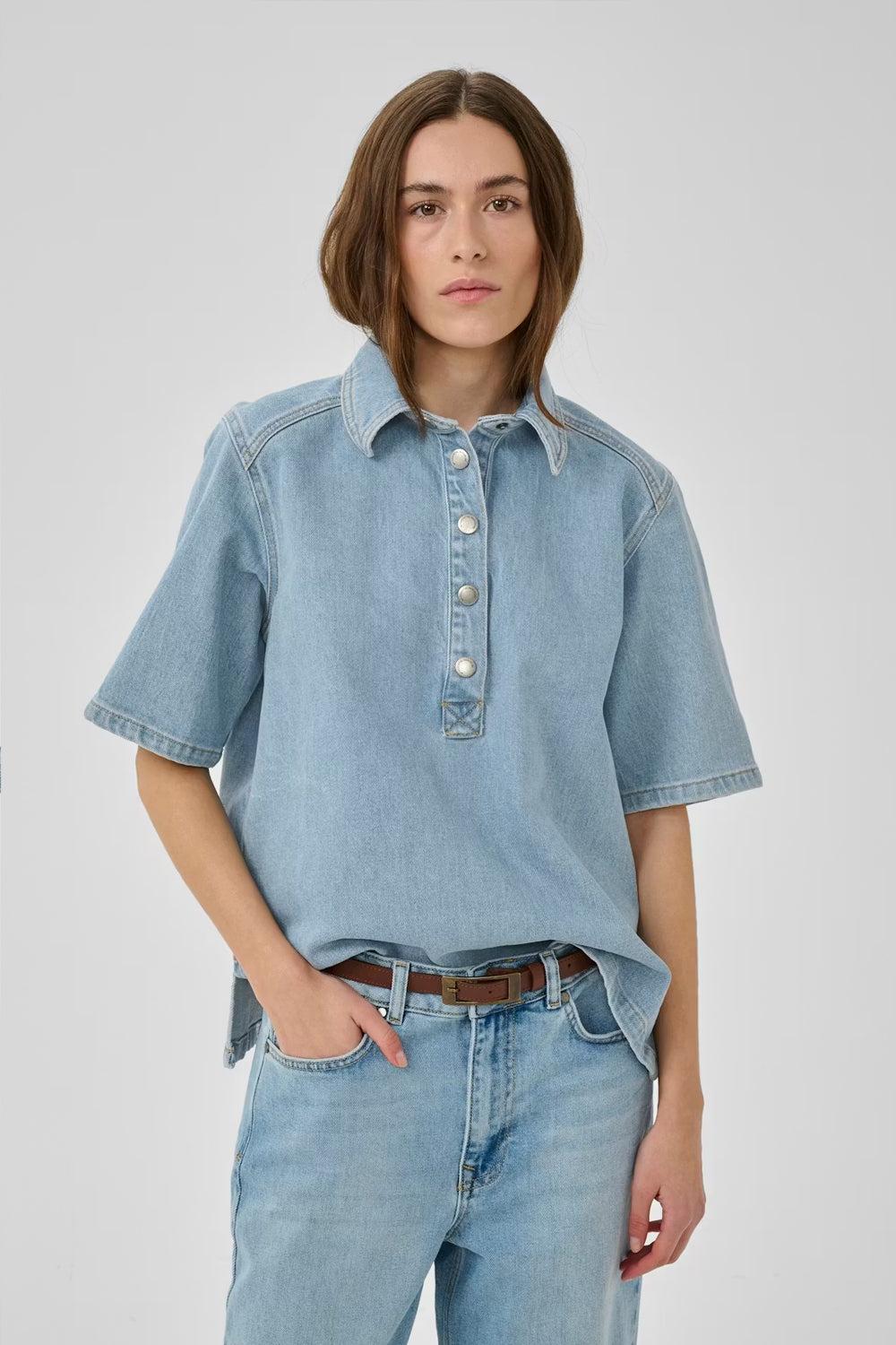 AbinaMW boxy blouse Light Blue wash