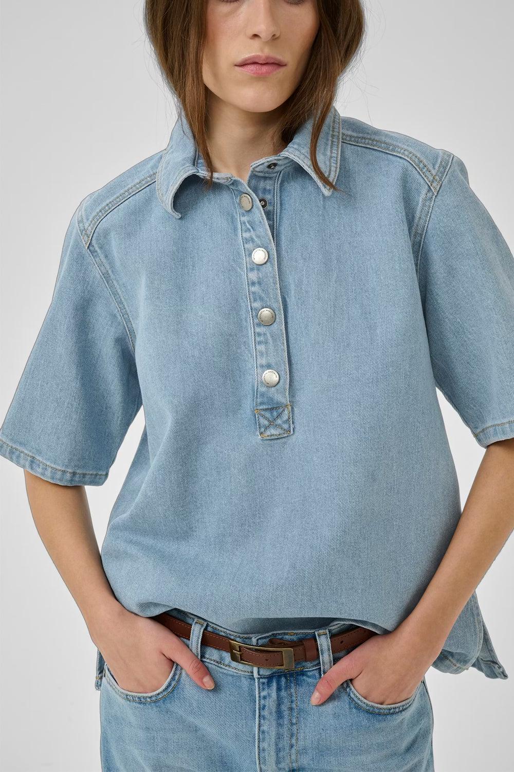 AbinaMW boxy blouse Light Blue wash