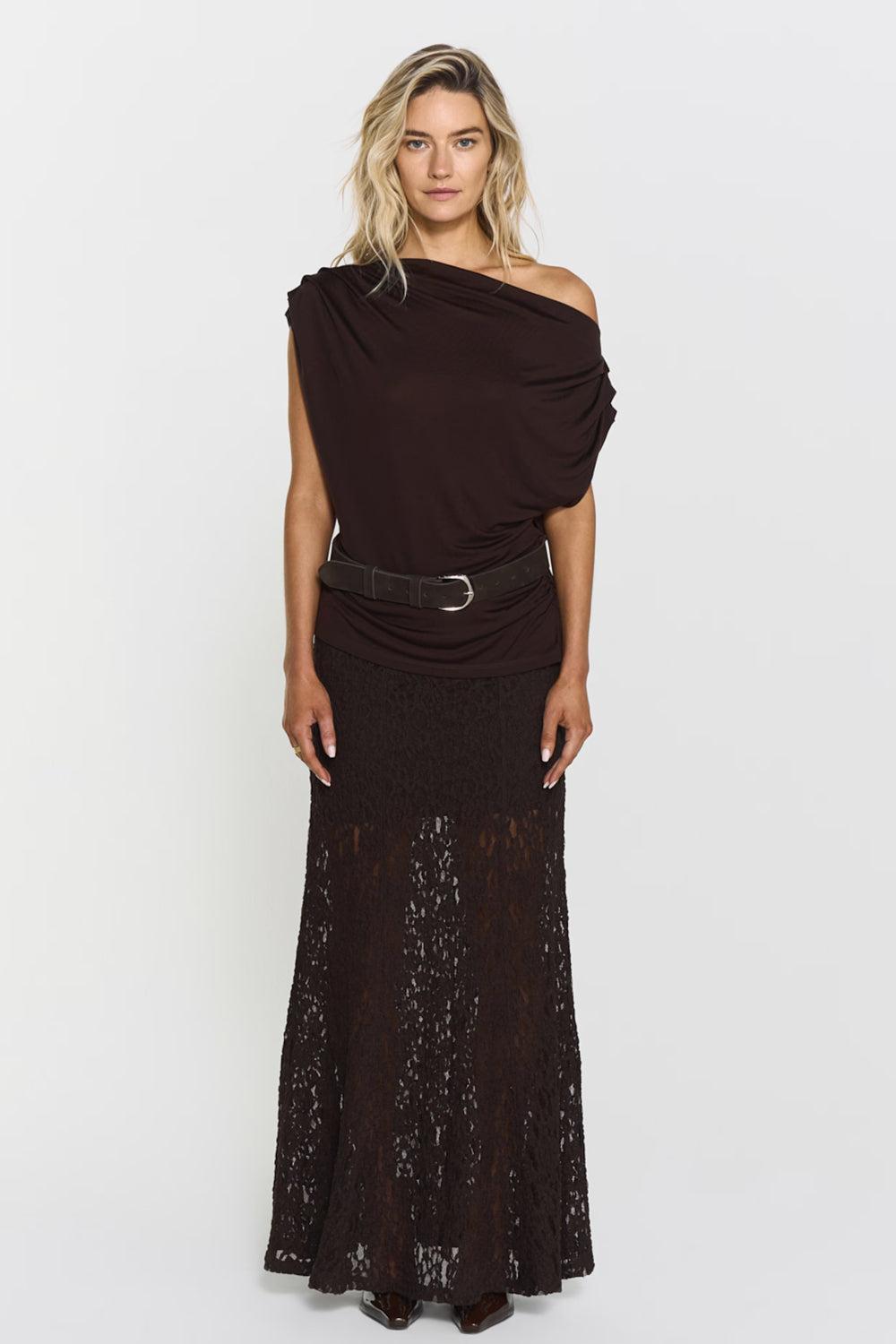 Akasha Lace Skirt Mocha Brown