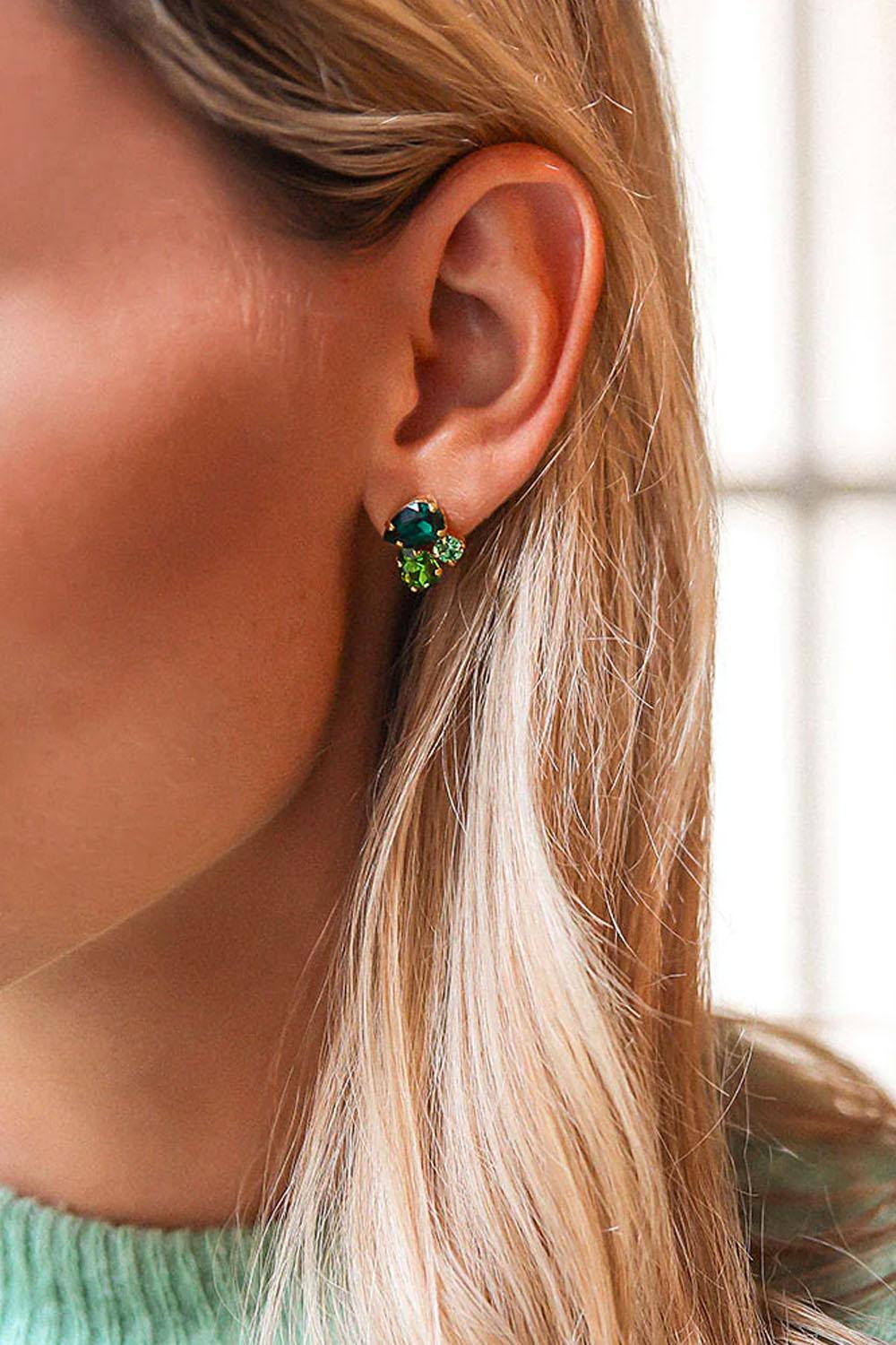 Alisia Earring Gold Green Combo