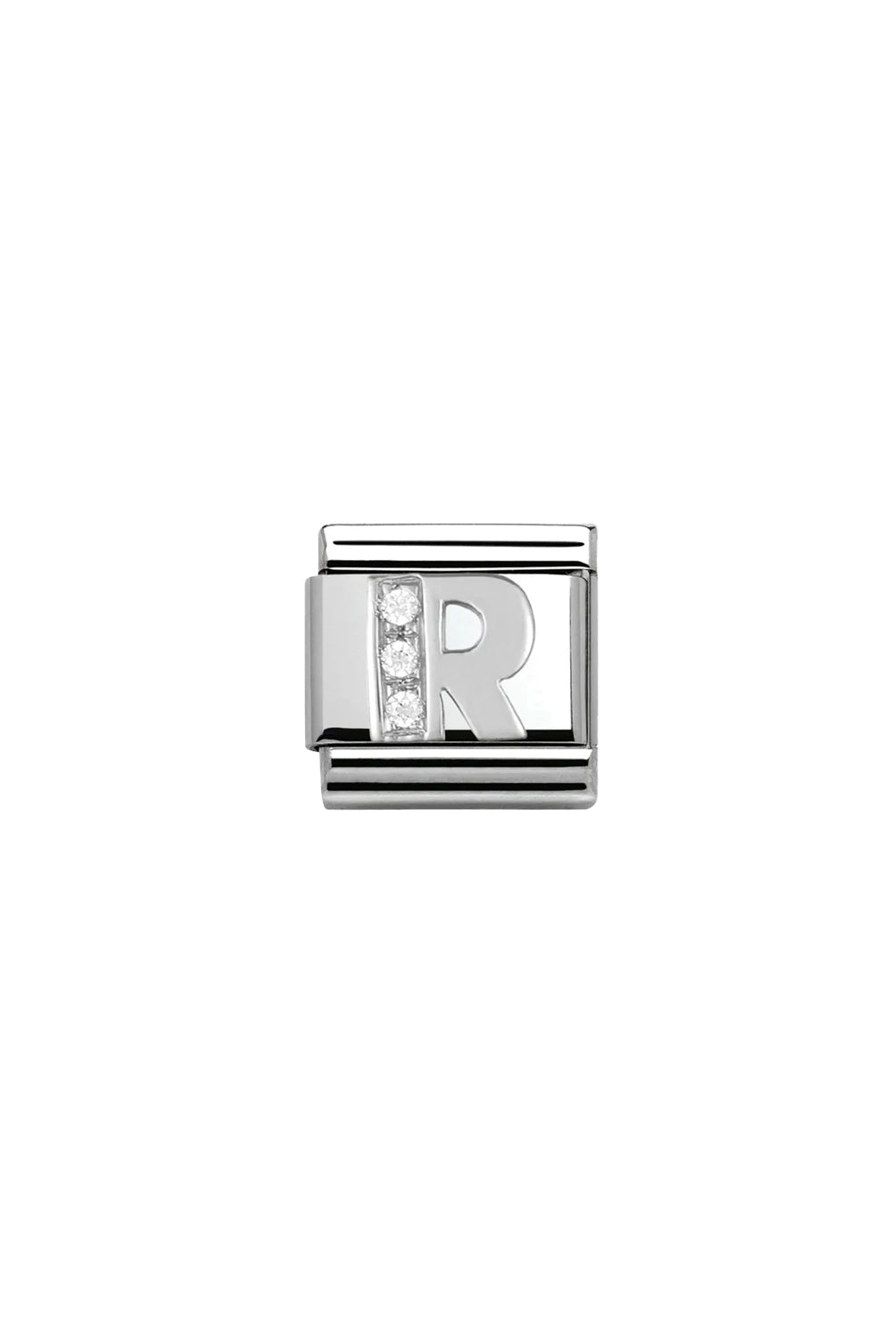 Alphabet 925 sterling Silver with CZ R