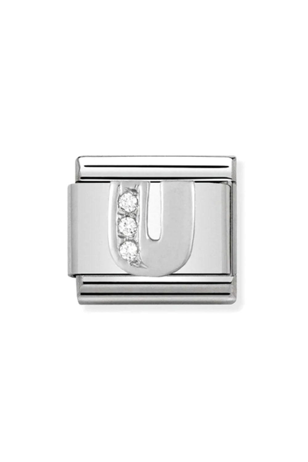 Alphabet 925 sterling Silver with CZ U