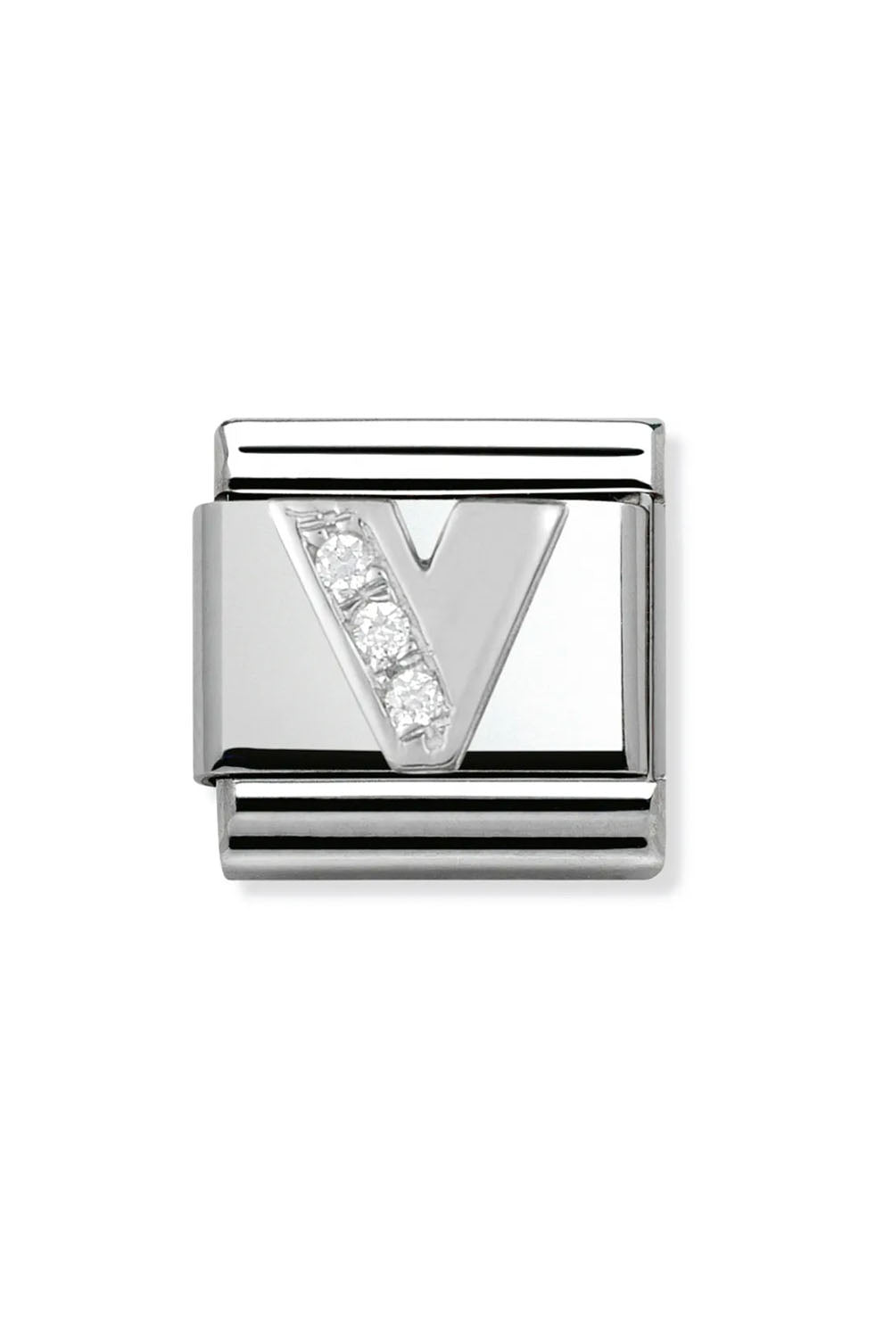 Alphabet 925 sterling Silver with CZ V