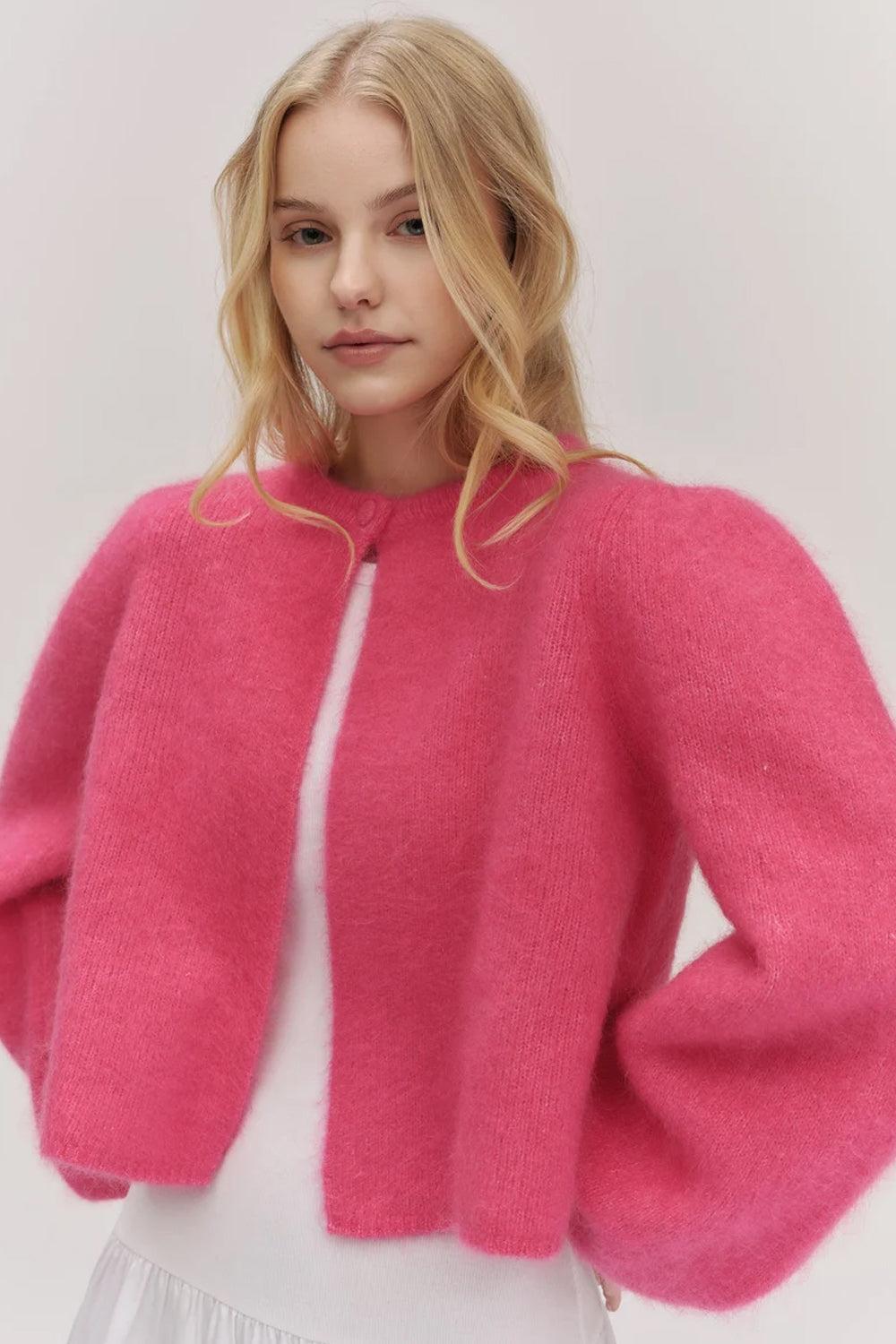 Amelia Chunky Cardigan Raspberry