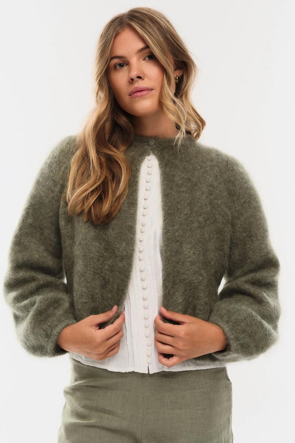 Amelia Chunky Cardigan Sage Green