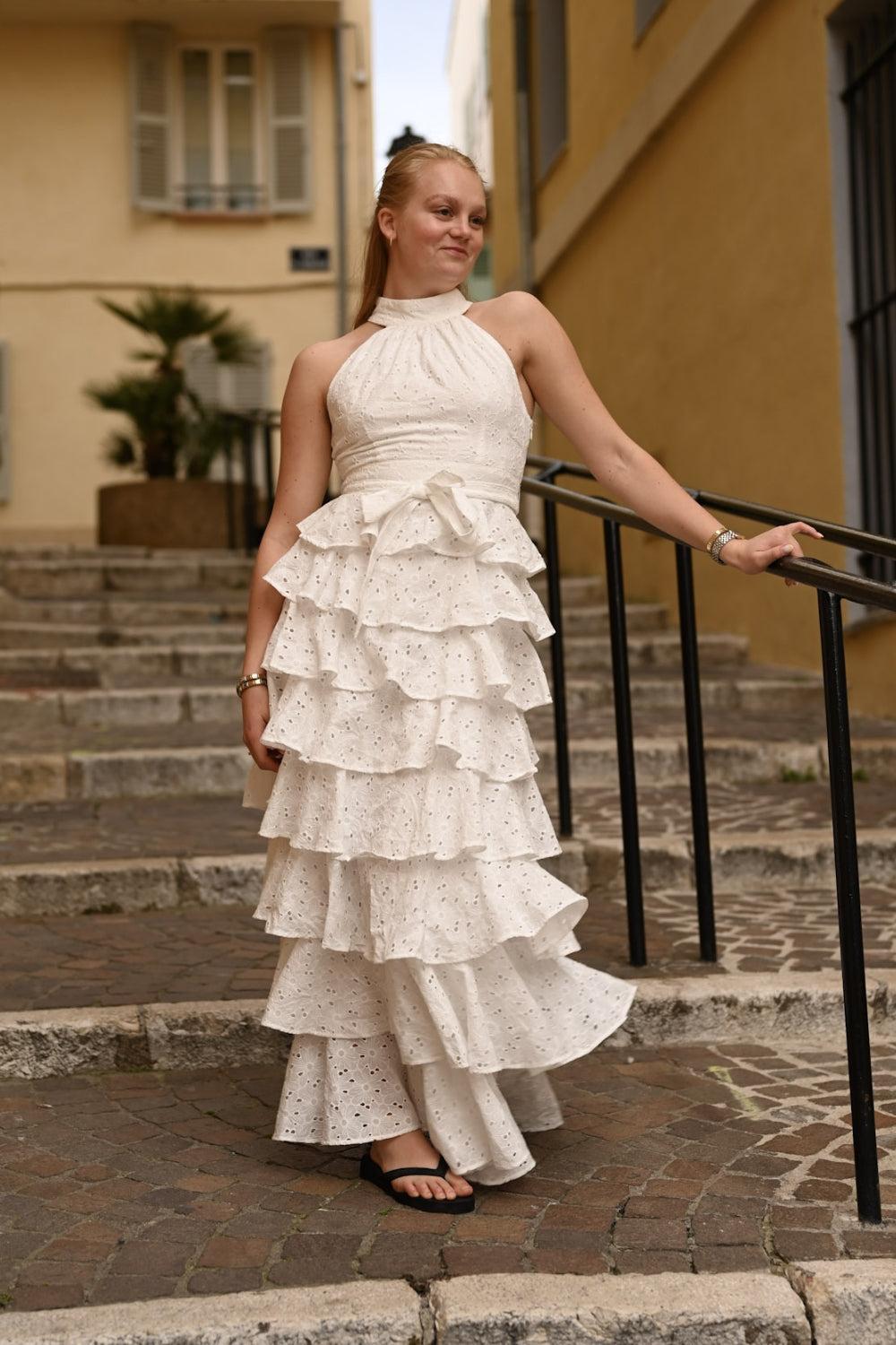 Angel Maxi Dress halterneck White