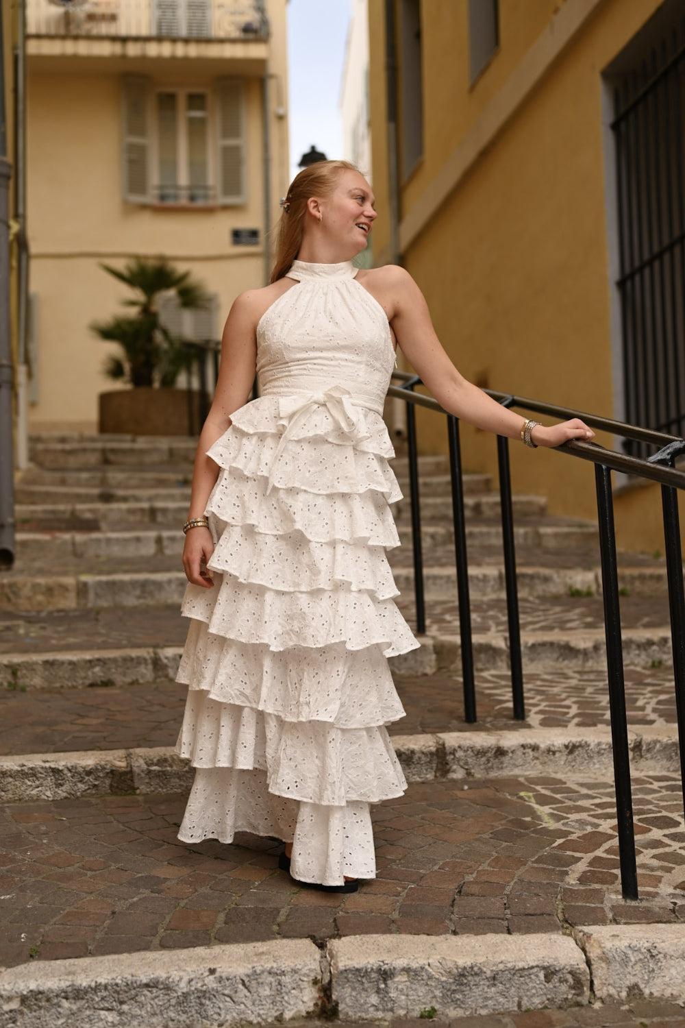 Angel Maxi Dress halterneck White
