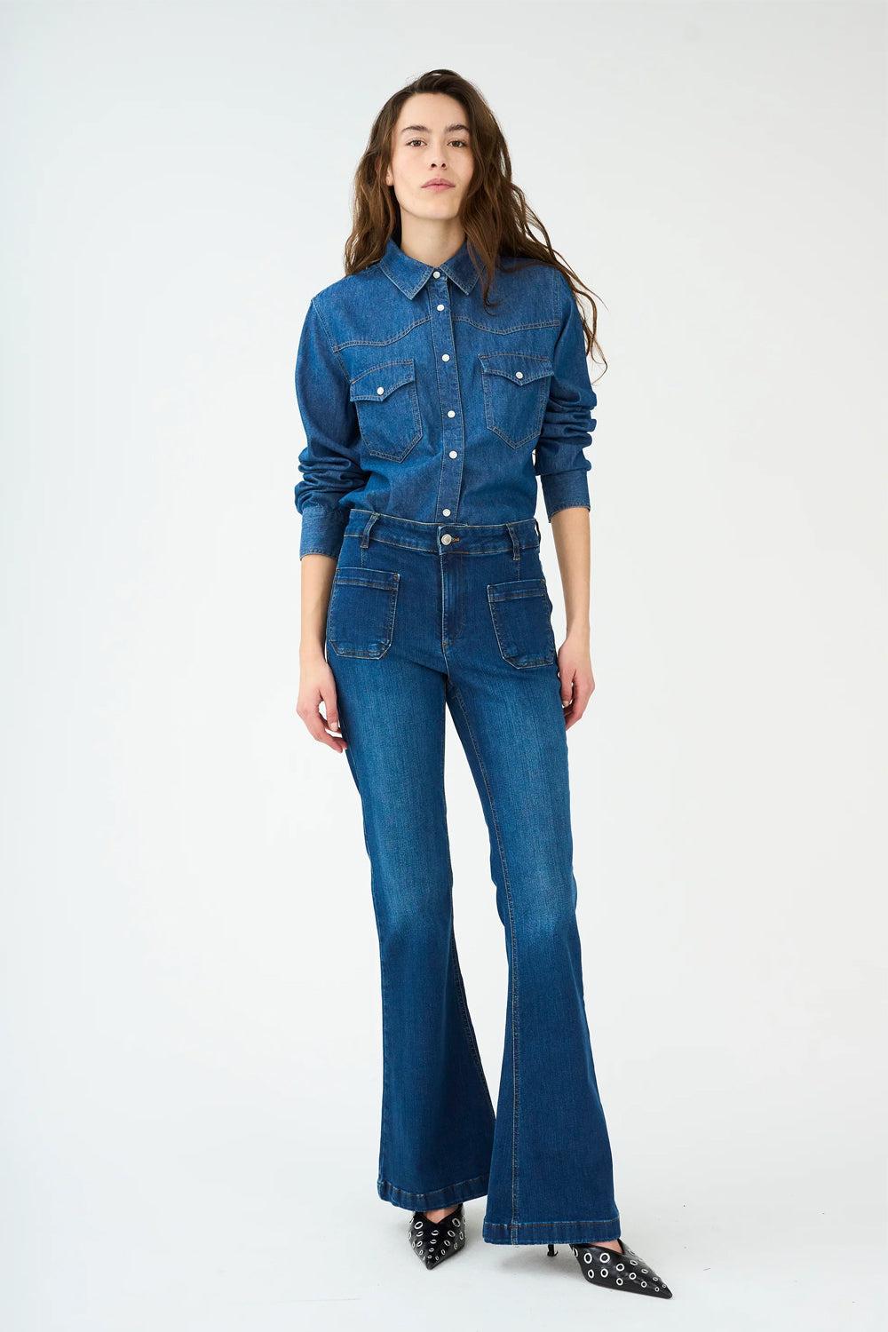 Ann Charlotte Jeans Wash Cayenne Denim Blue 32"