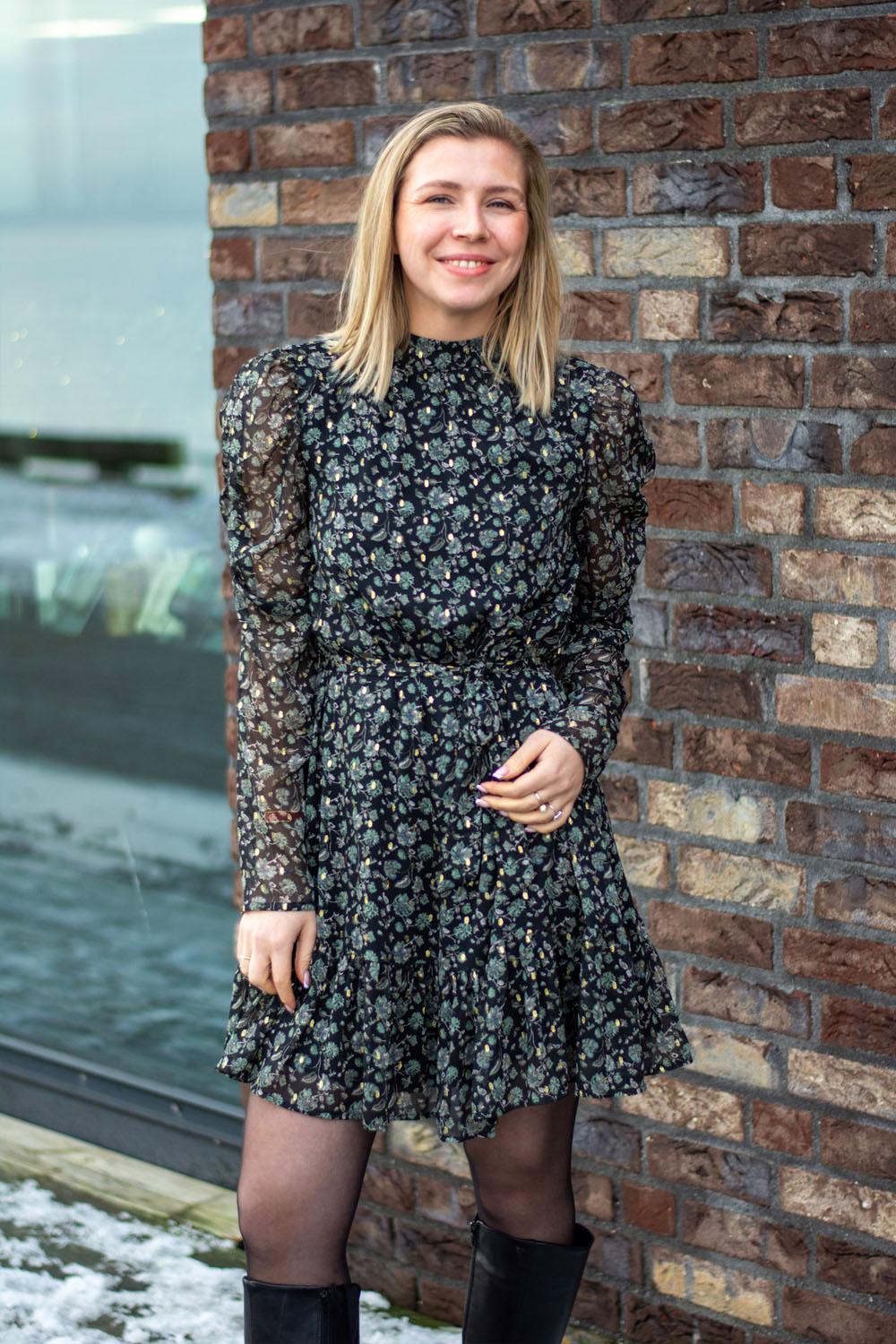 Ariel Dress Green Amber Print
