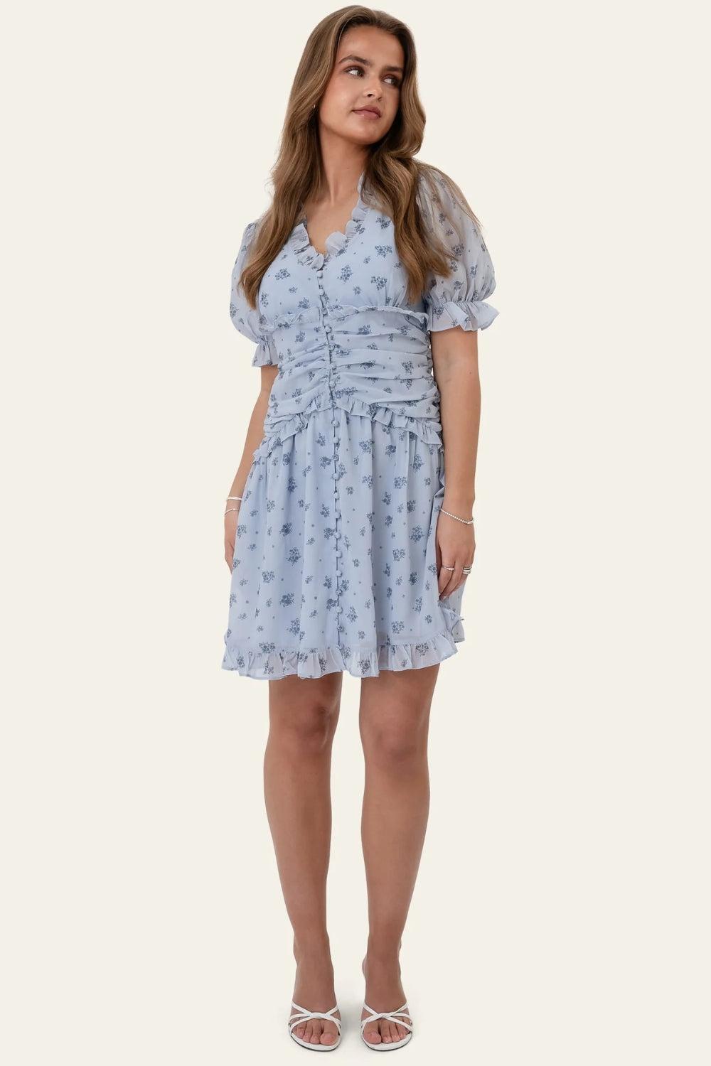 ArielIc Dress Blue flower Print