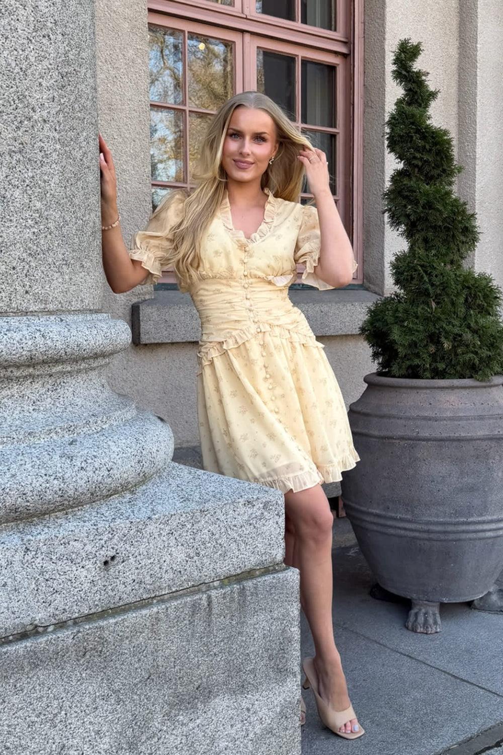 ArielIc Dress Yellow flower Print