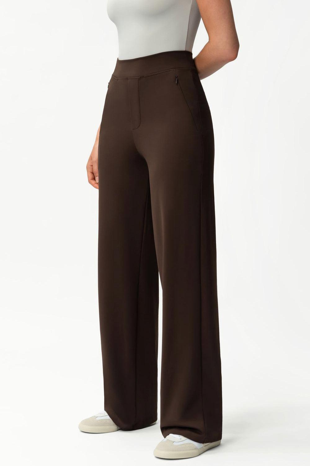 Asana Relaxed Straight Pant Dark Brown Long 32"