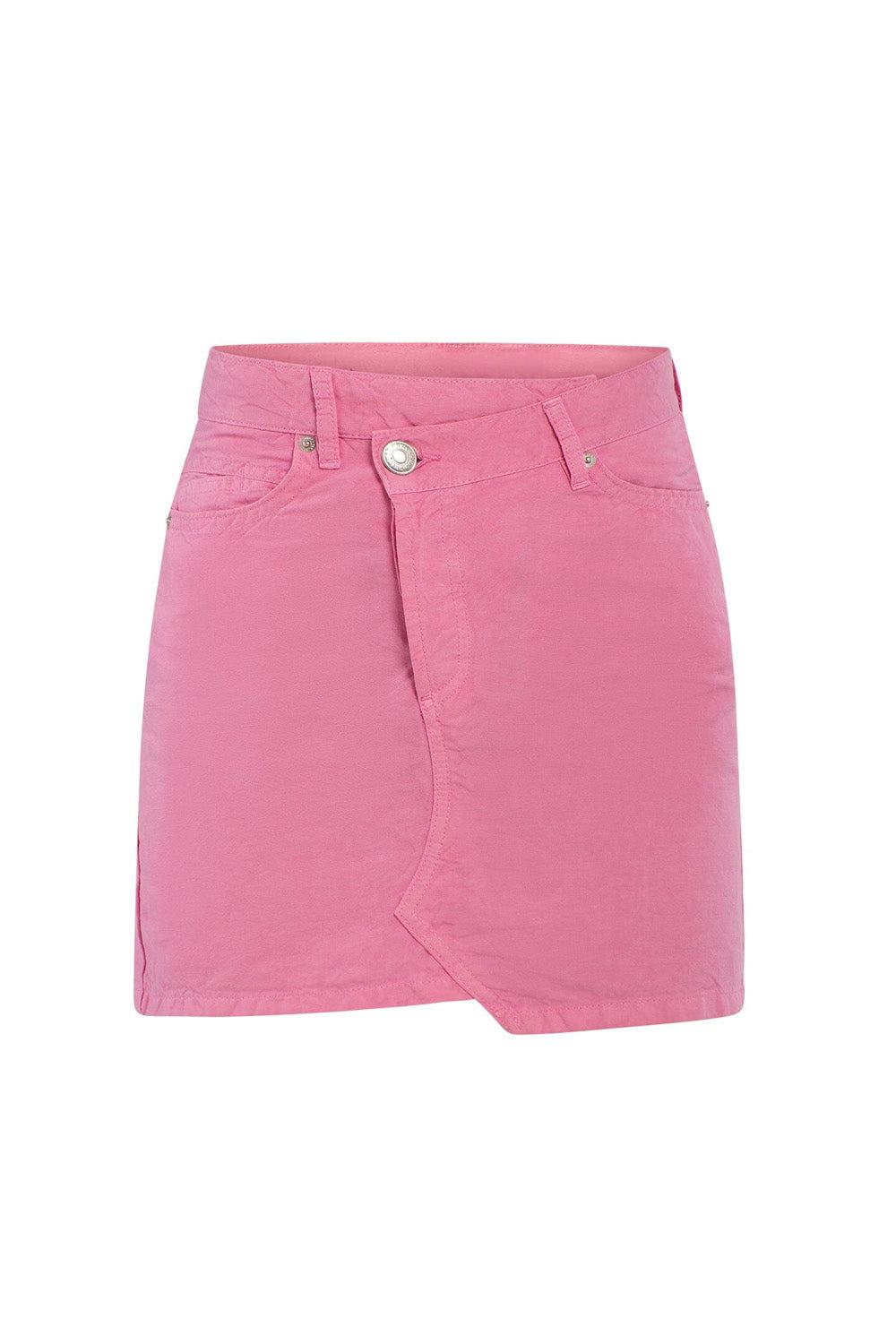 Asymetric Linen Skirt Pink