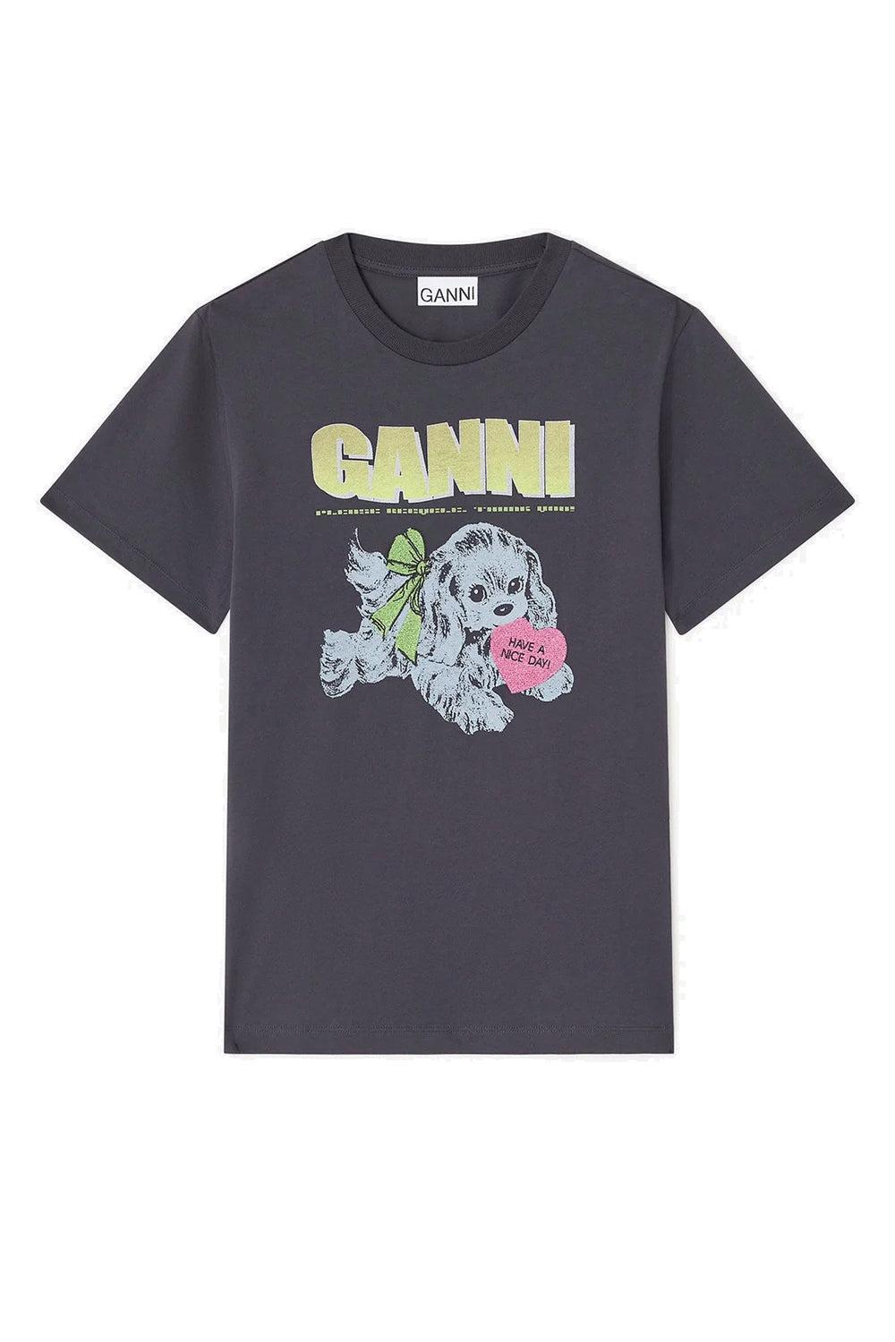 Basic cotton jersey neon puppy t-shirt phantom