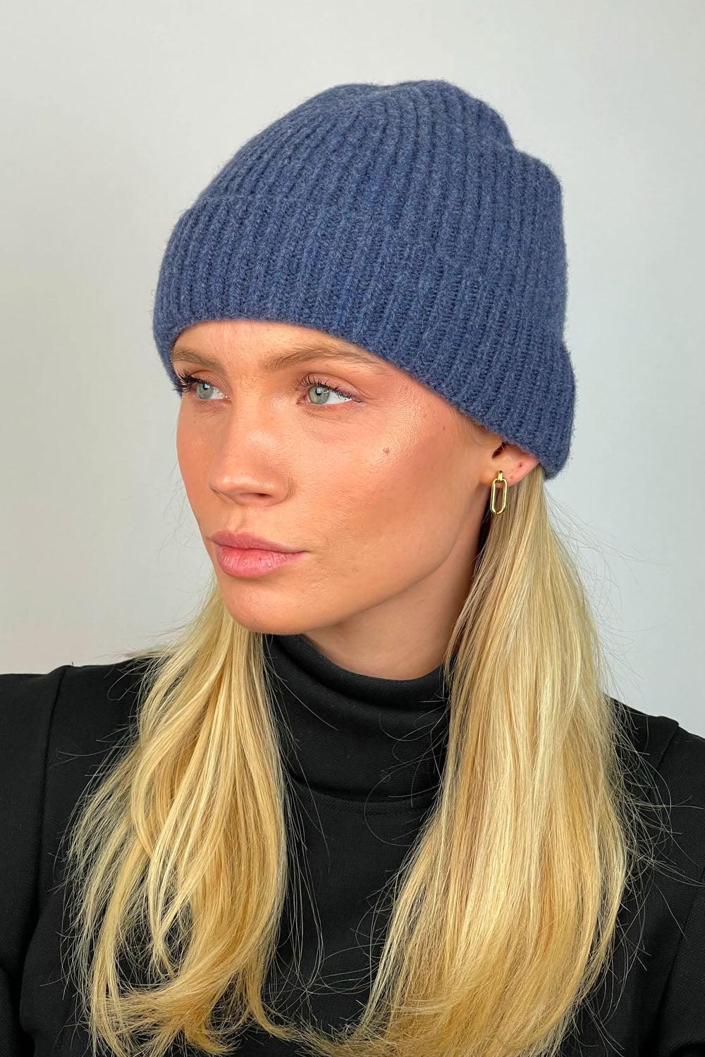 Beanie Merino Wool Blue Melange