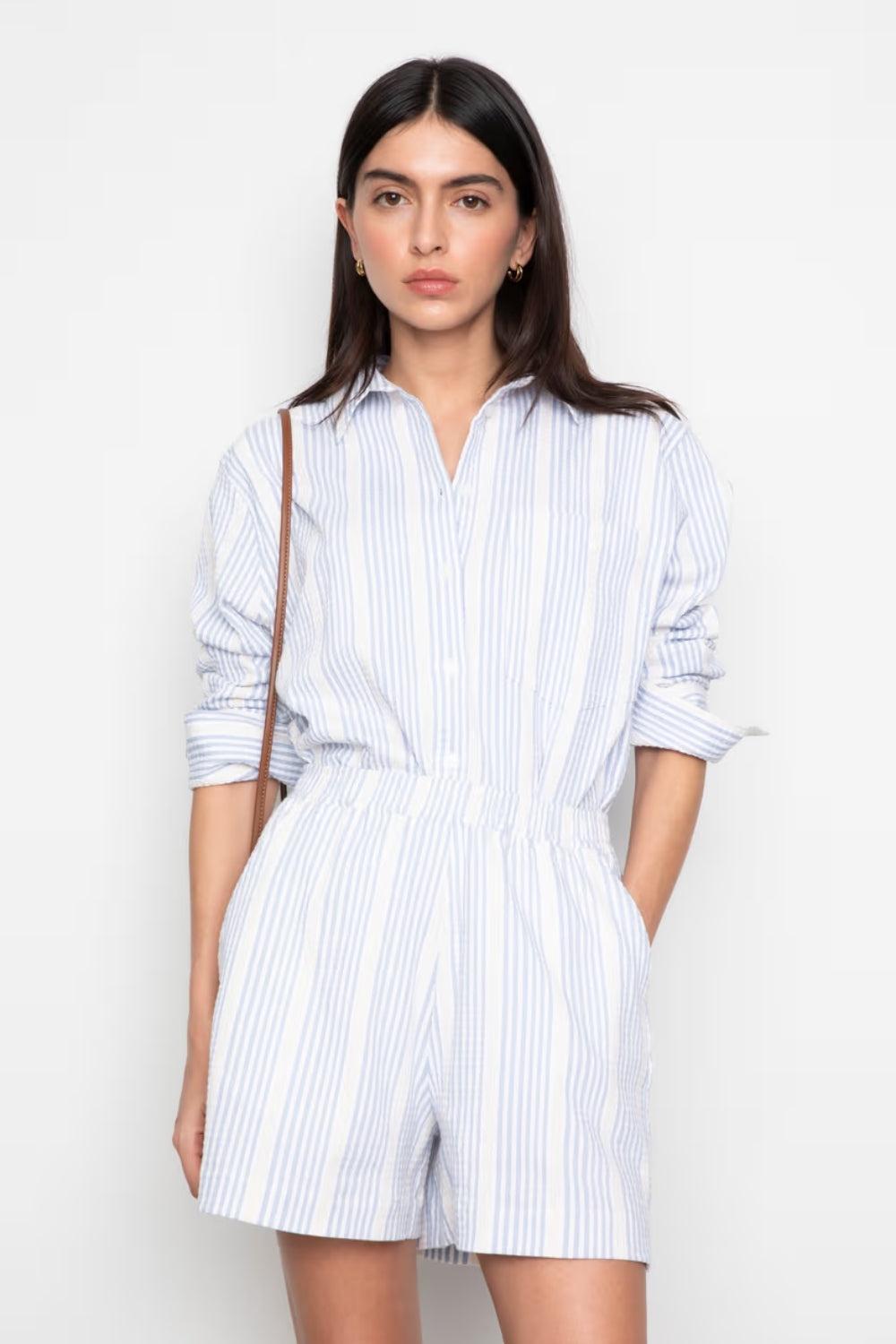 Bibi Crepe Shirt Blue Stripe