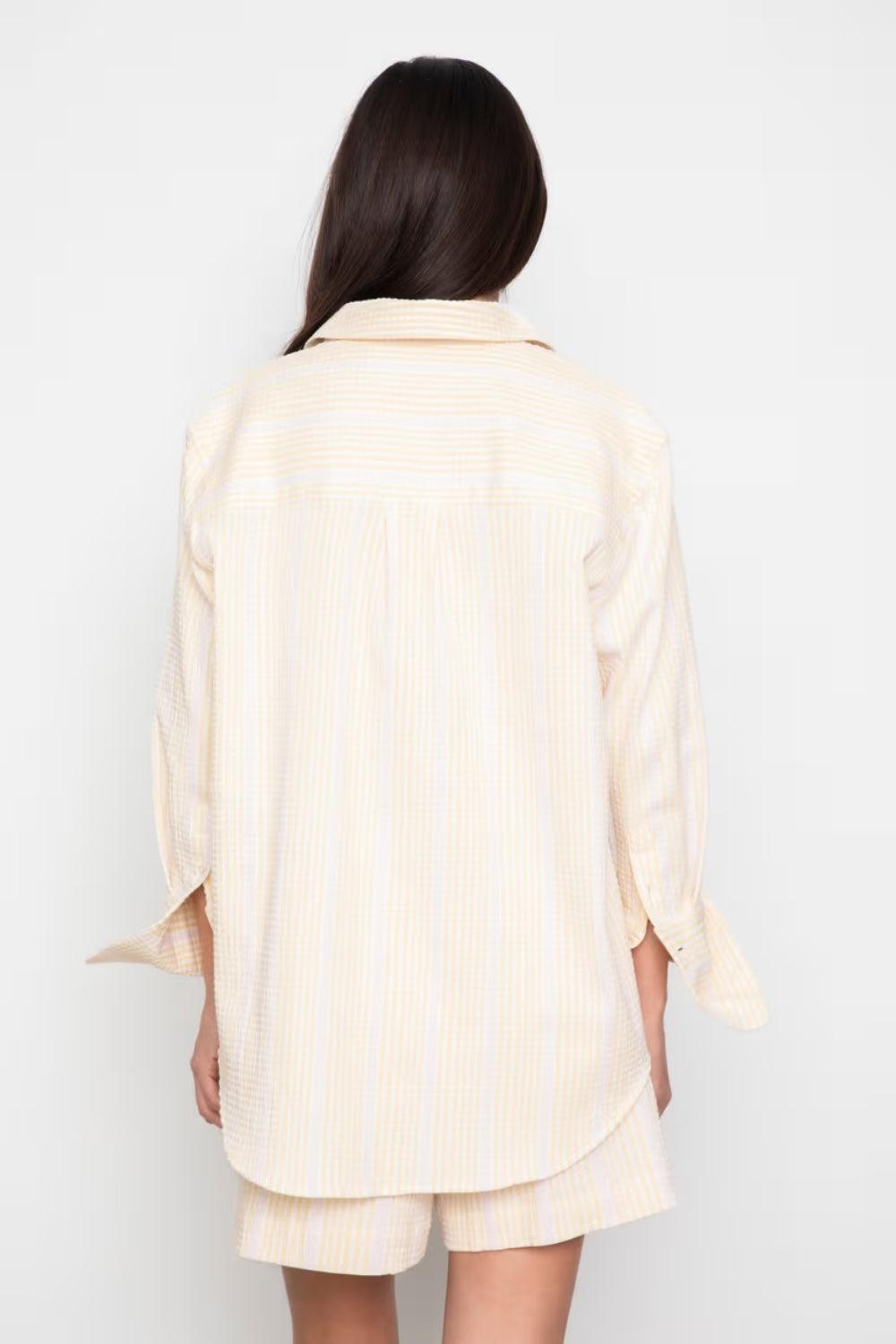 Bibi Crepe Shirt Light Yellow Stripe