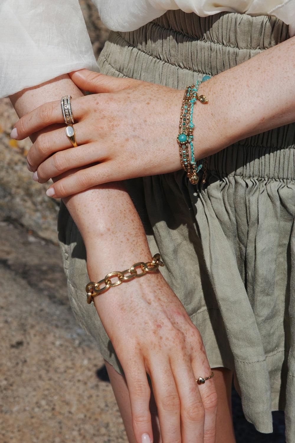 Bracelet Turqoise Steel 18k