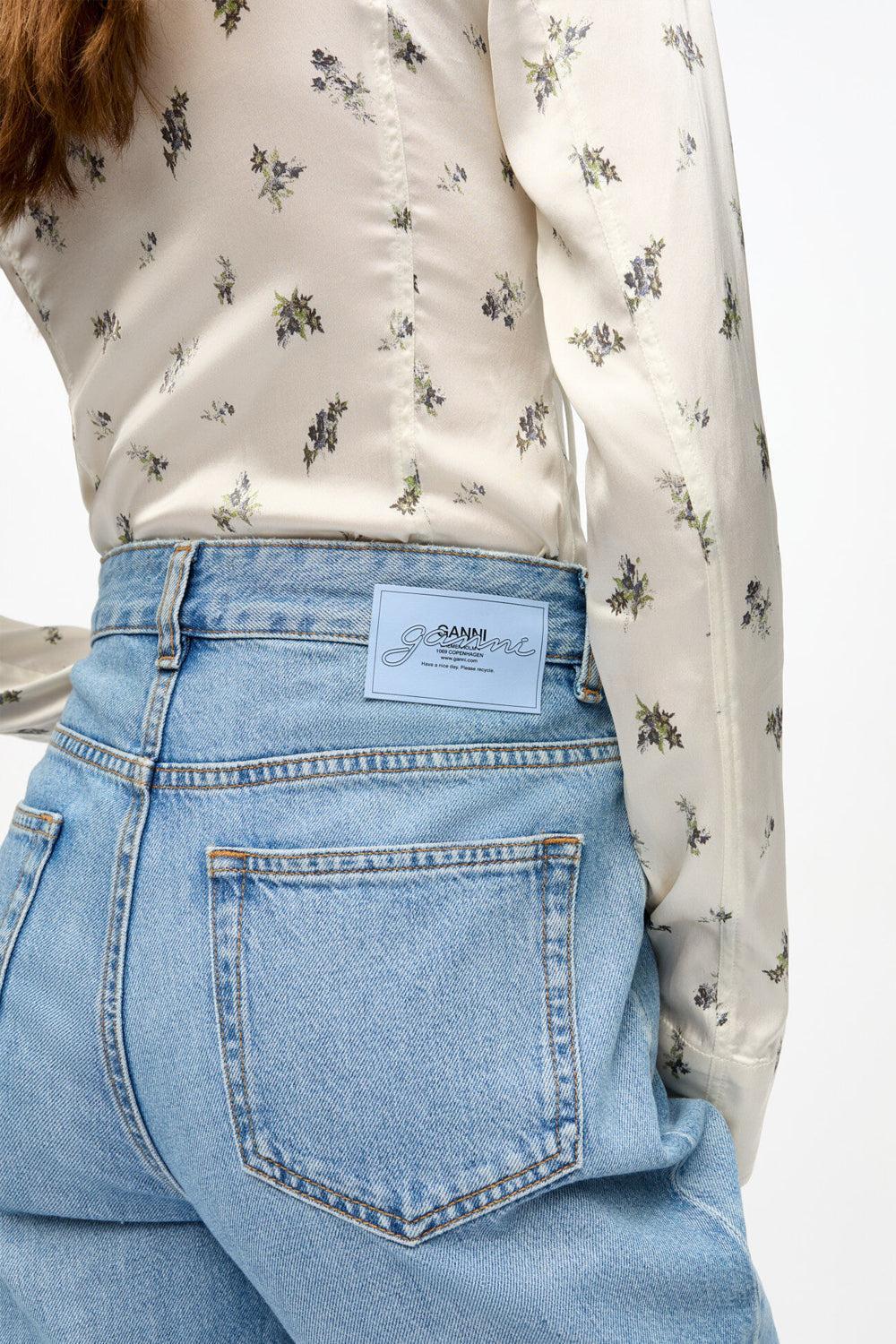 Broderie Anglaise Denim Betzy Cropped Light Blue Stone