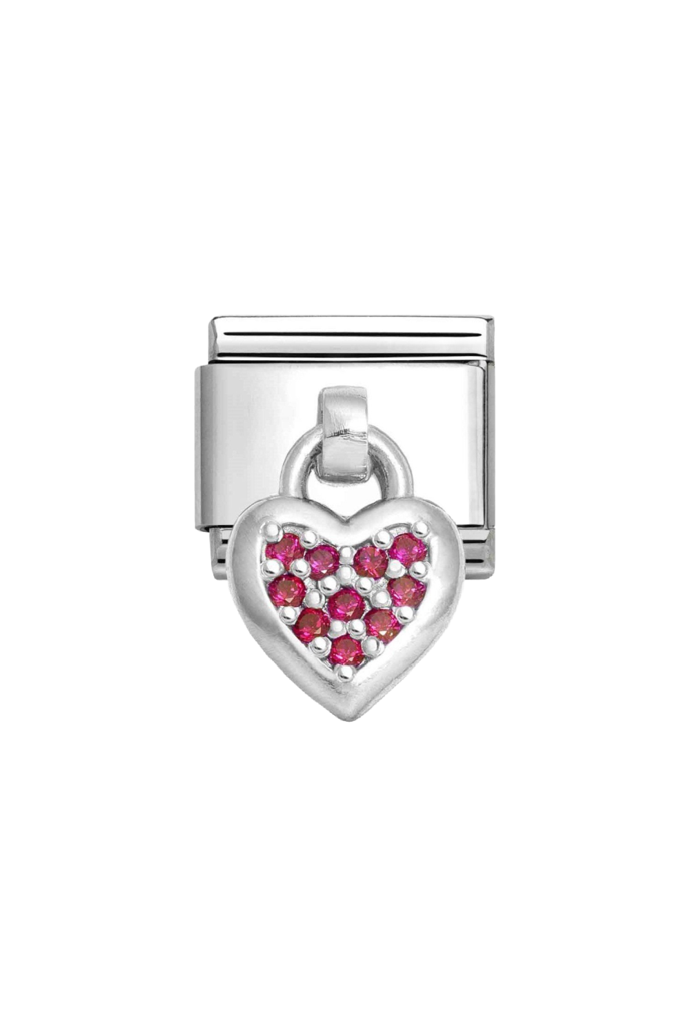 CHARMS 925 Sterling Silver and CZ Red Heart with CZ