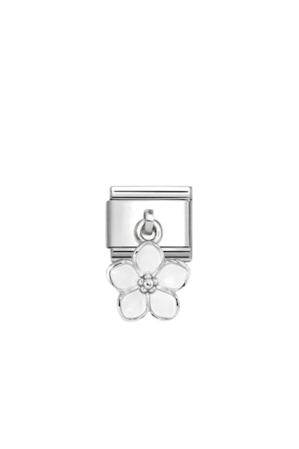CHARMS 925 Sterling Silver and enamel White Flower