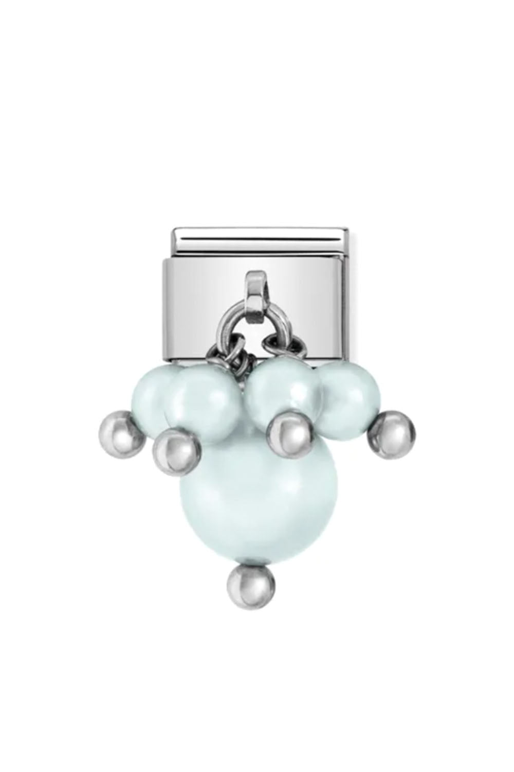 CRYSTAL PEARL 925 Sterling Silver and synthetic Pearl Light Blue Pastel