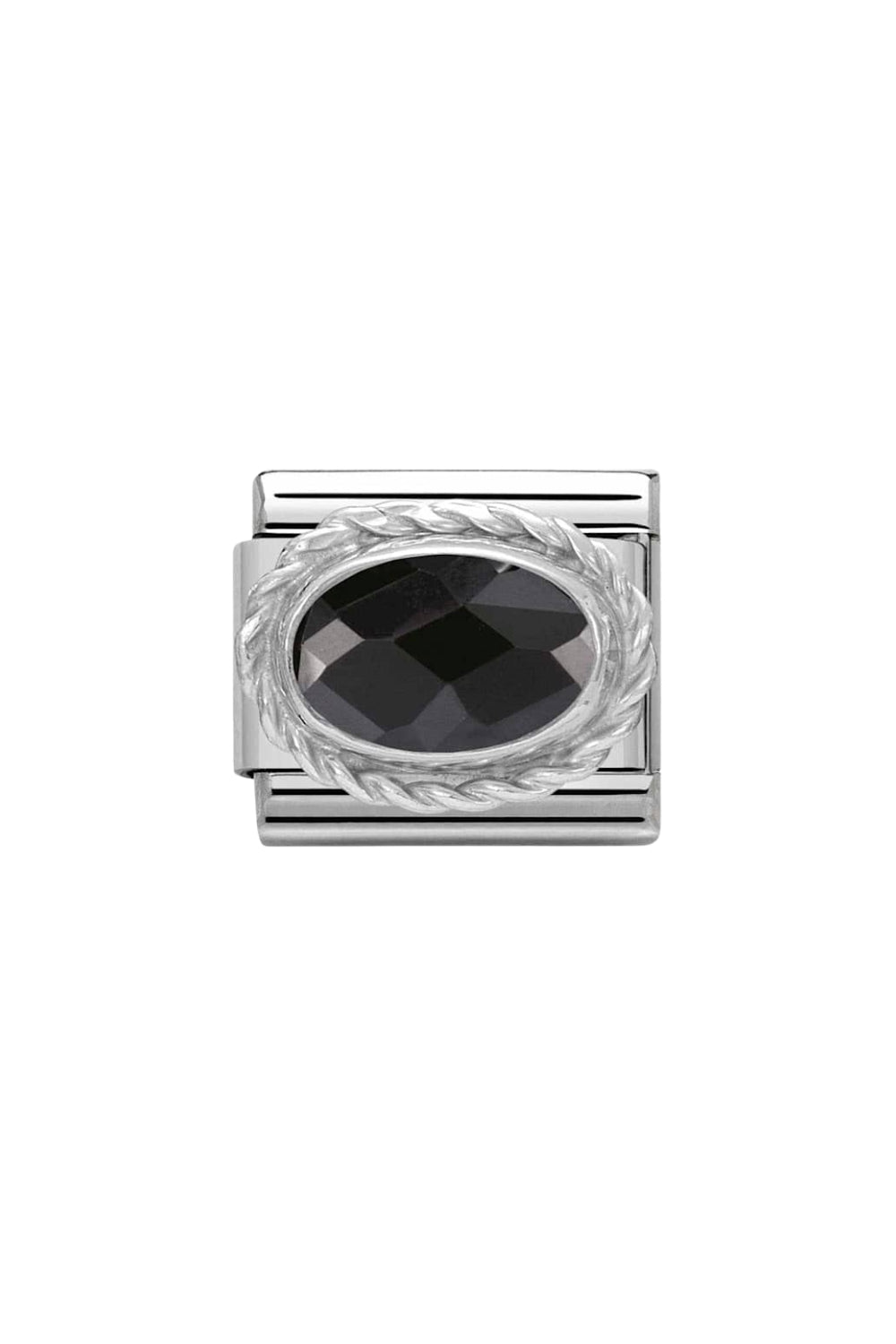 CZ faceted with 925 sterling silver setting and CZ Black