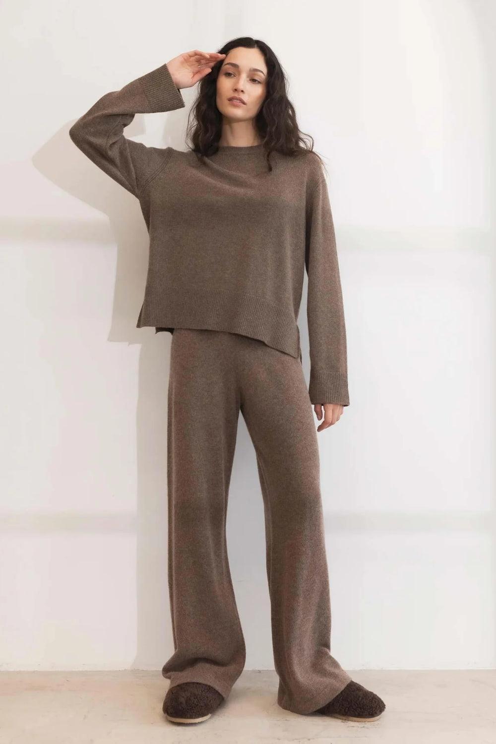 Camilla Pihl Talia Knit Trouser Dark Taupe Melange
