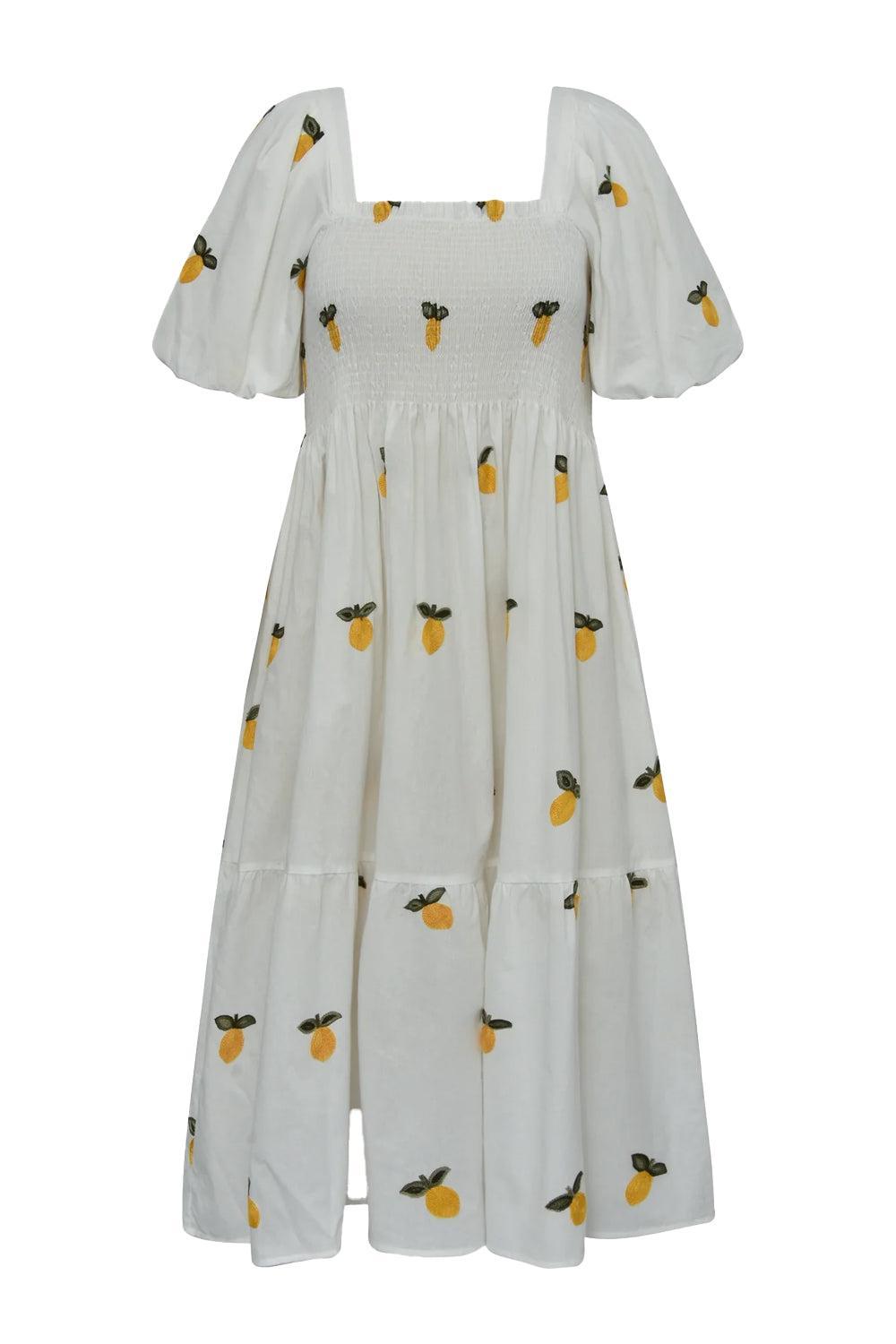 Cheri fruit dress White/yellow
